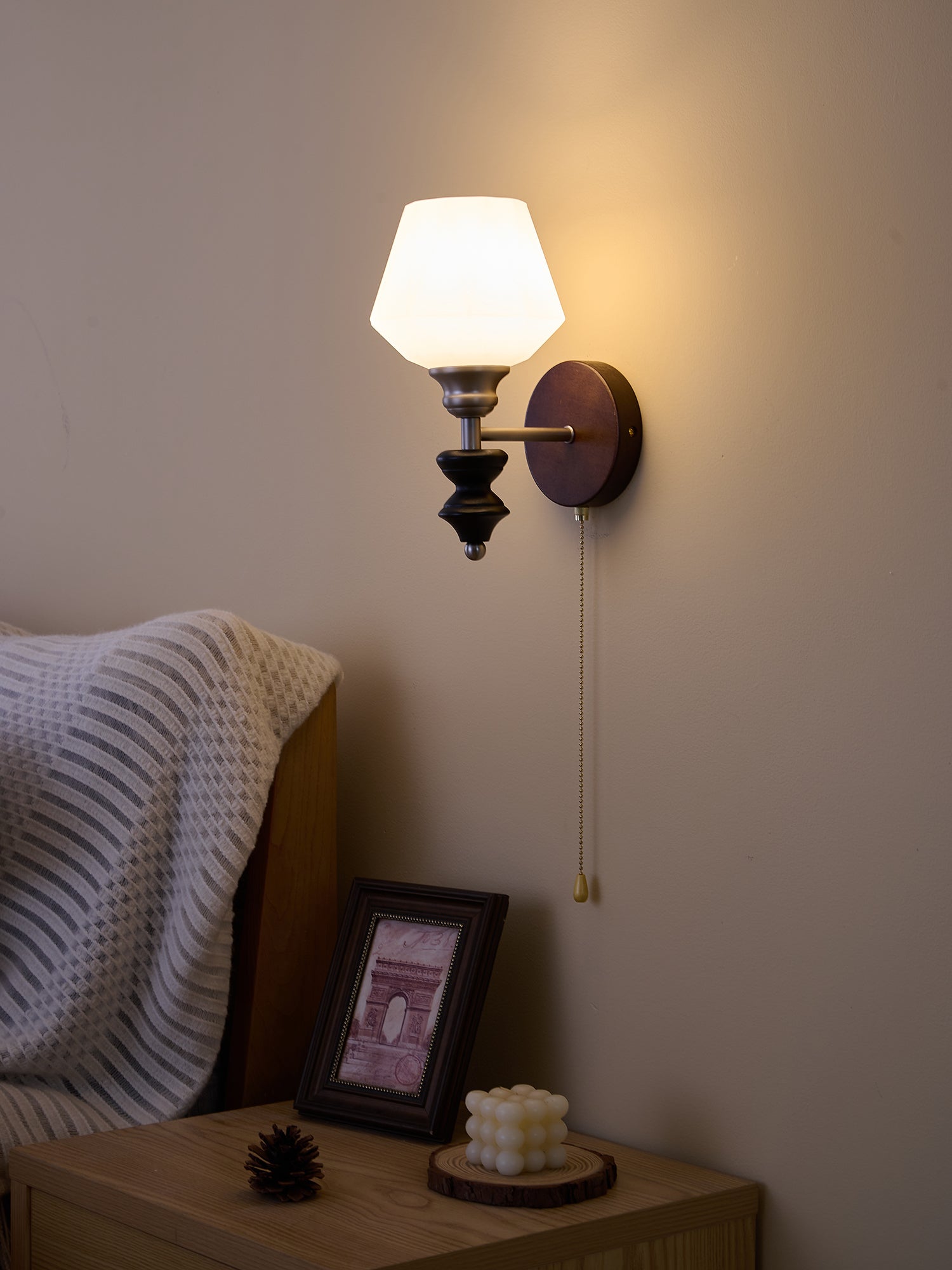 Lucille Elegance Classic Art Glass Wood Wall Lamp - Letslighting