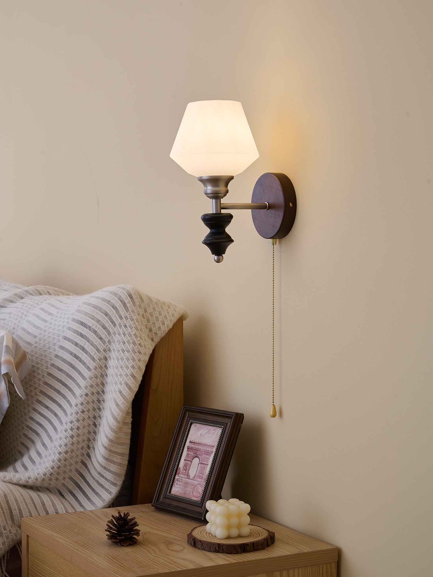 Lucille Elegance Classic Art Glass Wood Wall Lamp - Letslighting