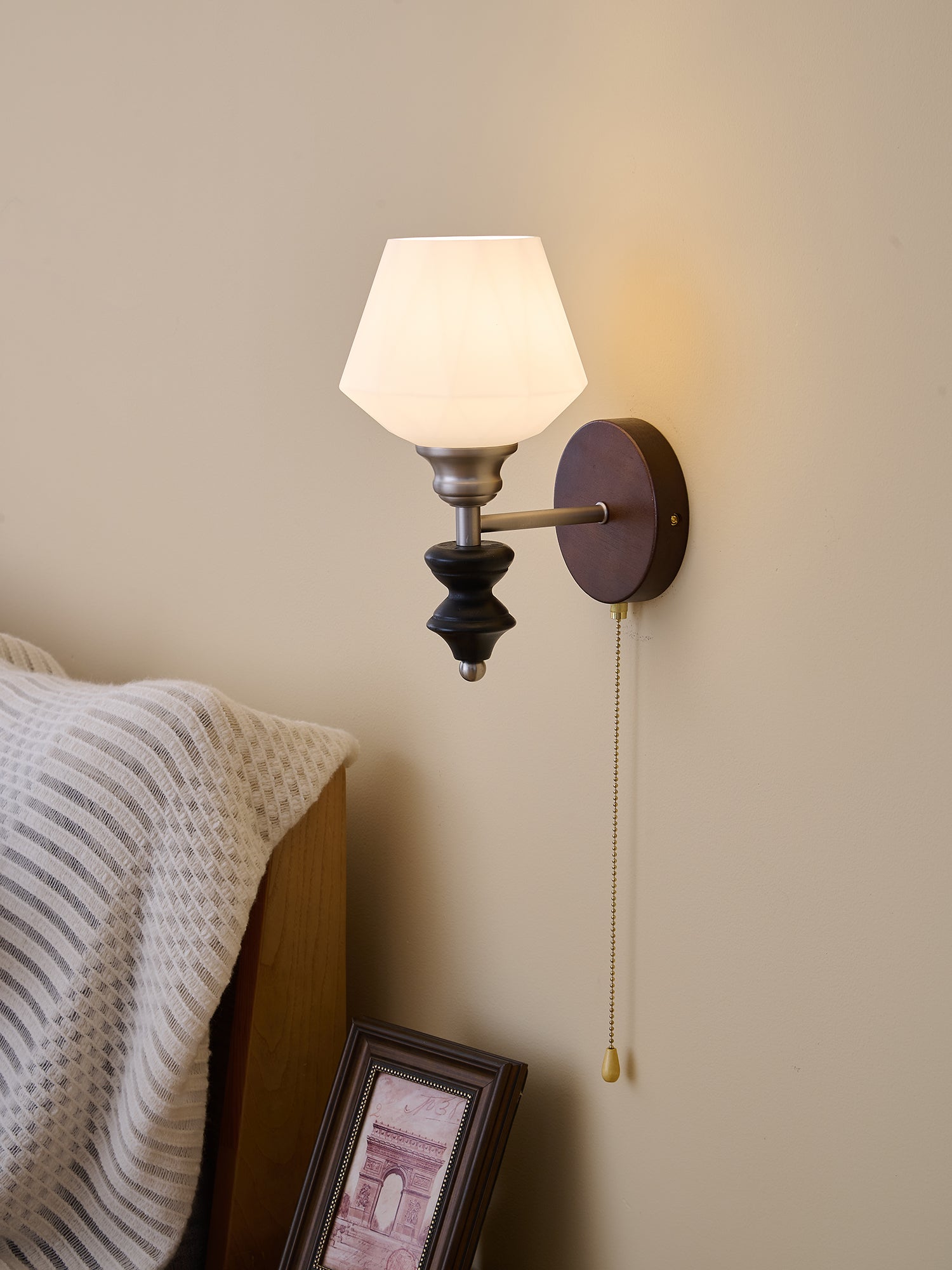 Lucille Elegance Classic Art Glass Wood Wall Lamp - Letslighting