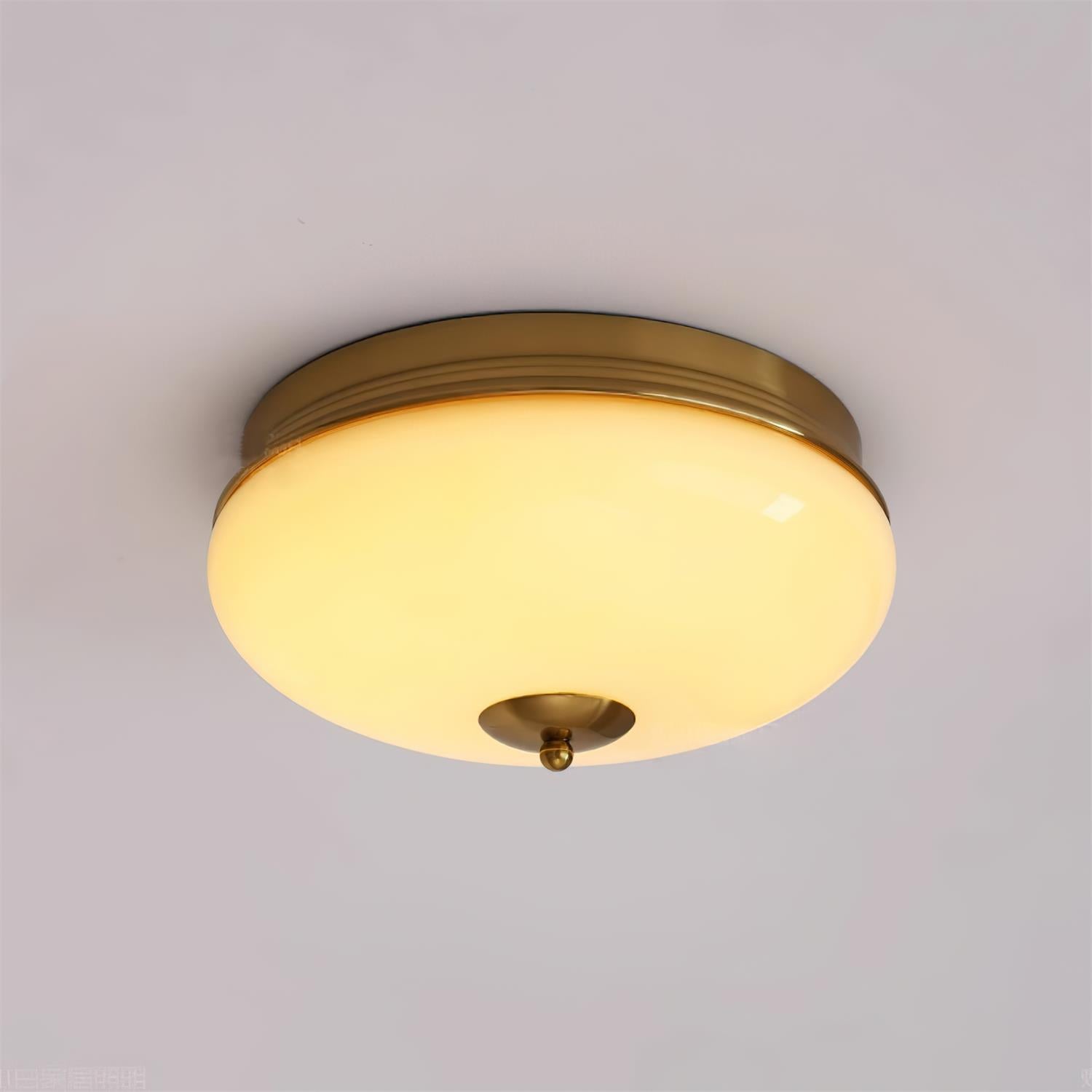 Ludo Ceiling Light Black Gold Milky Shade Round - Letslighting