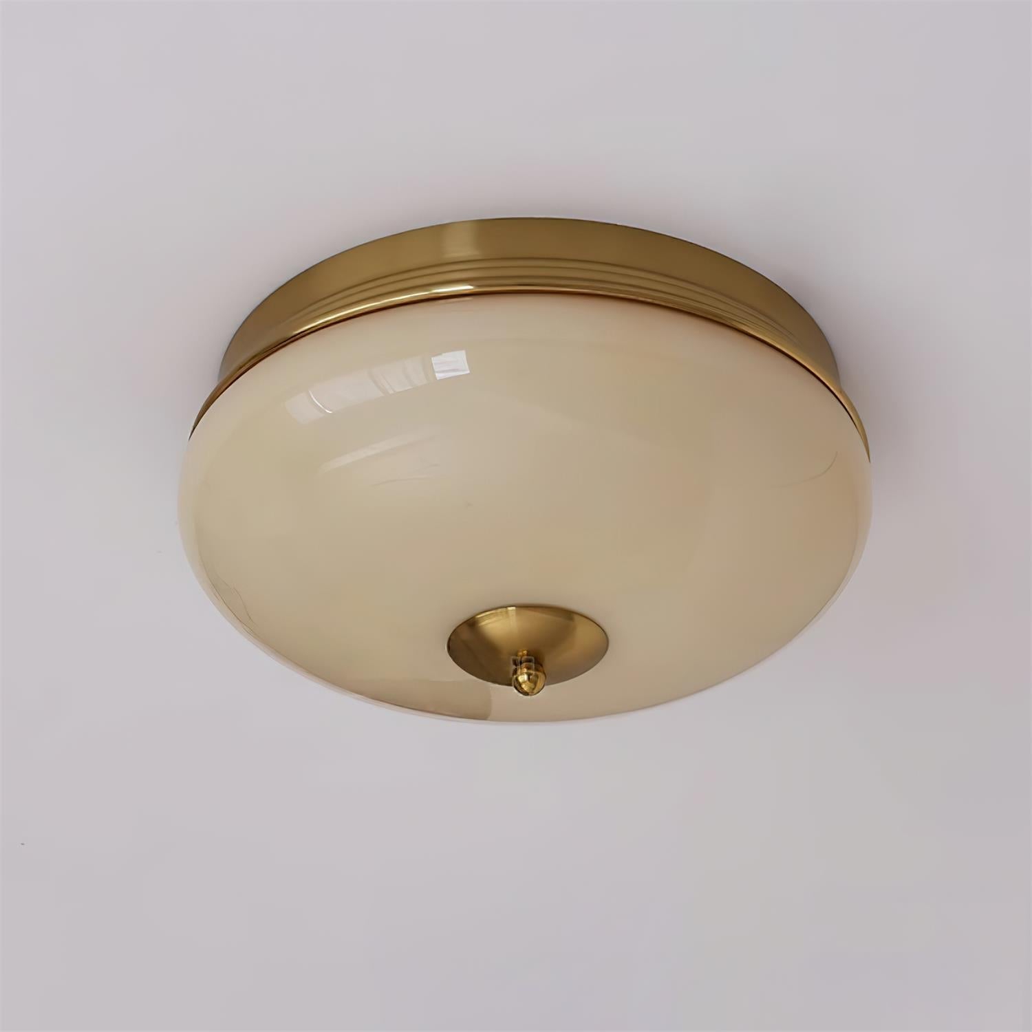Ludo Ceiling Light Black Gold Milky Shade Round - Letslighting