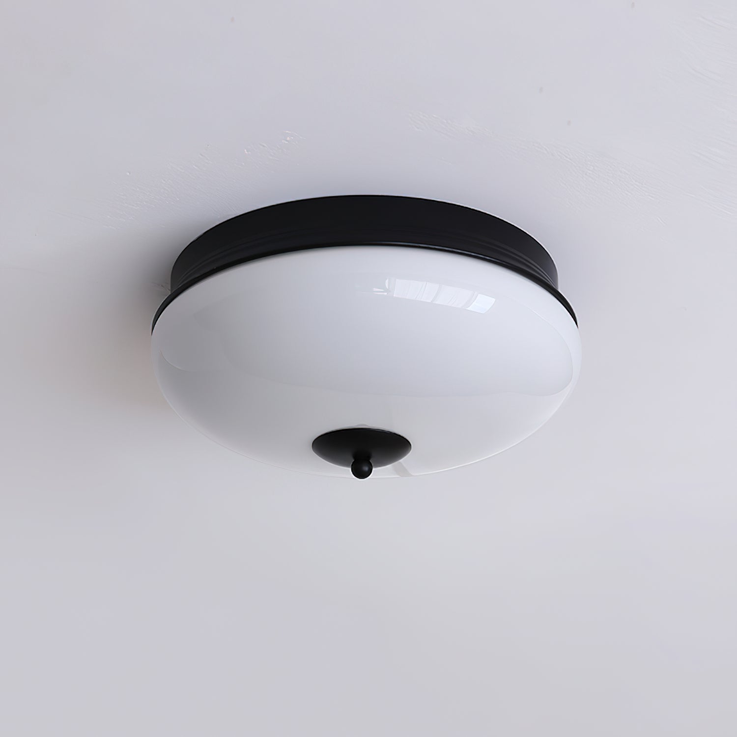Ludo Ceiling Light Black Gold Milky Shade Round - Letslighting