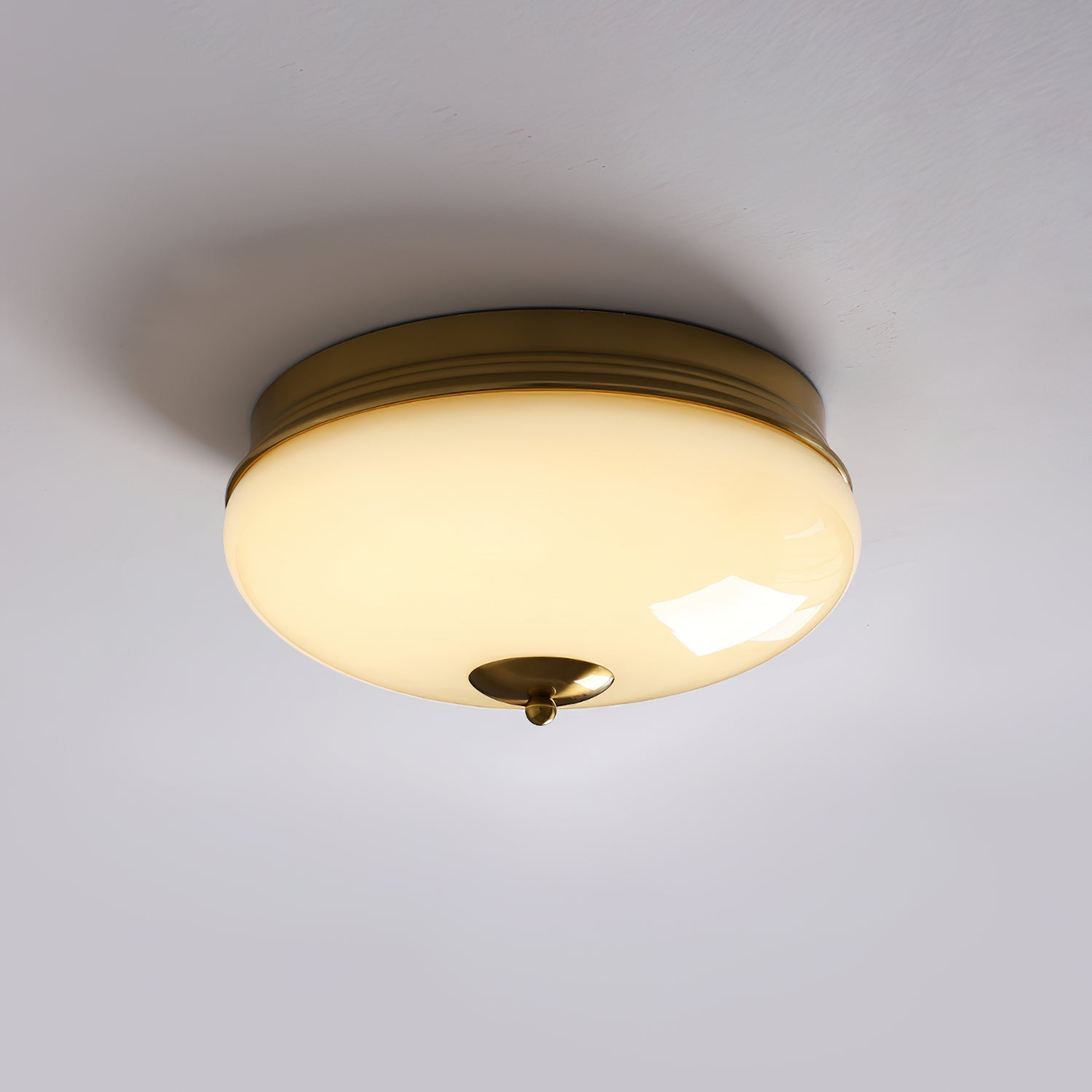 Ludo Ceiling Lamp Milky Glass Brass Accent Classic - Letslighting