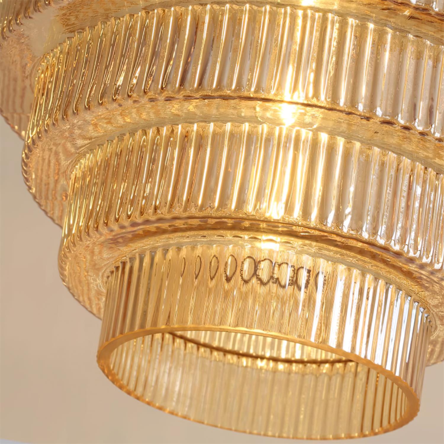 Brivelle Plug-In Ribbed Glass Pendant Light with Brass Accent - Letslighting