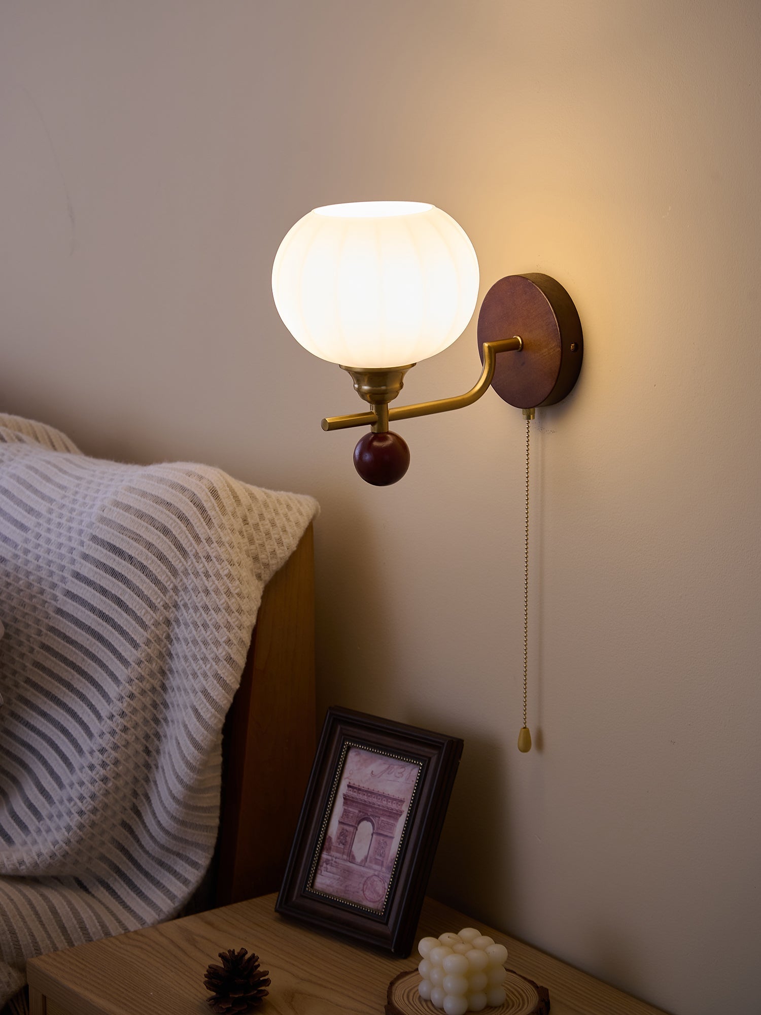 Bobble Premium Nordic Art Crest Glass Wood Wall Lamp - Letslighting