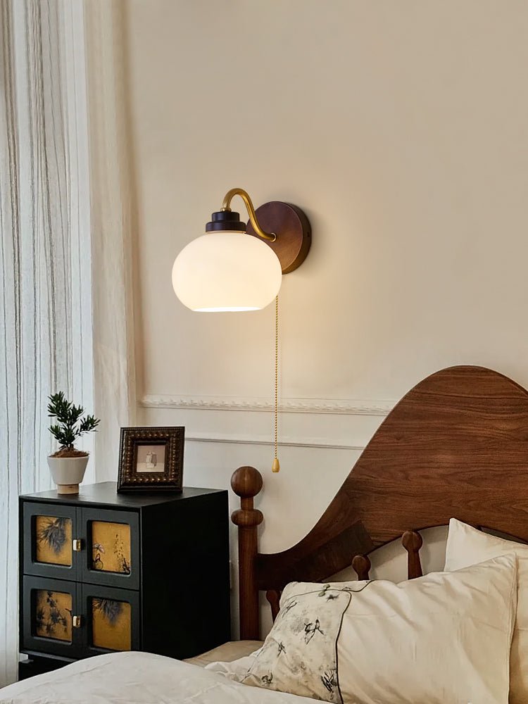 Bobble Premium Nordic Art Crest Glass Wood Wall Lamp - Letslighting