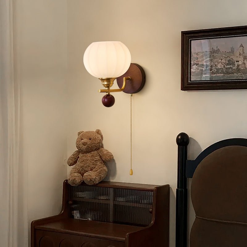 Bobble Premium Nordic Art Crest Glass Wood Wall Lamp - Letslighting