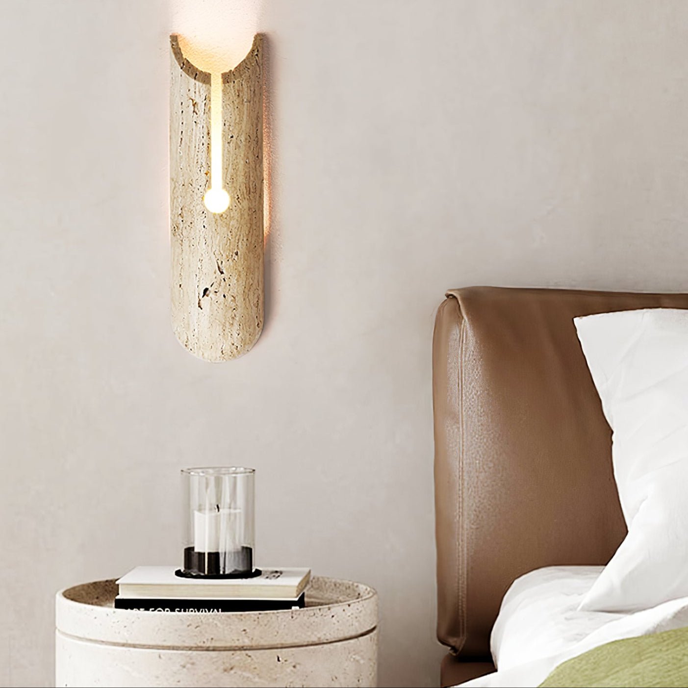 Lumen Modern Travertine Wall Light