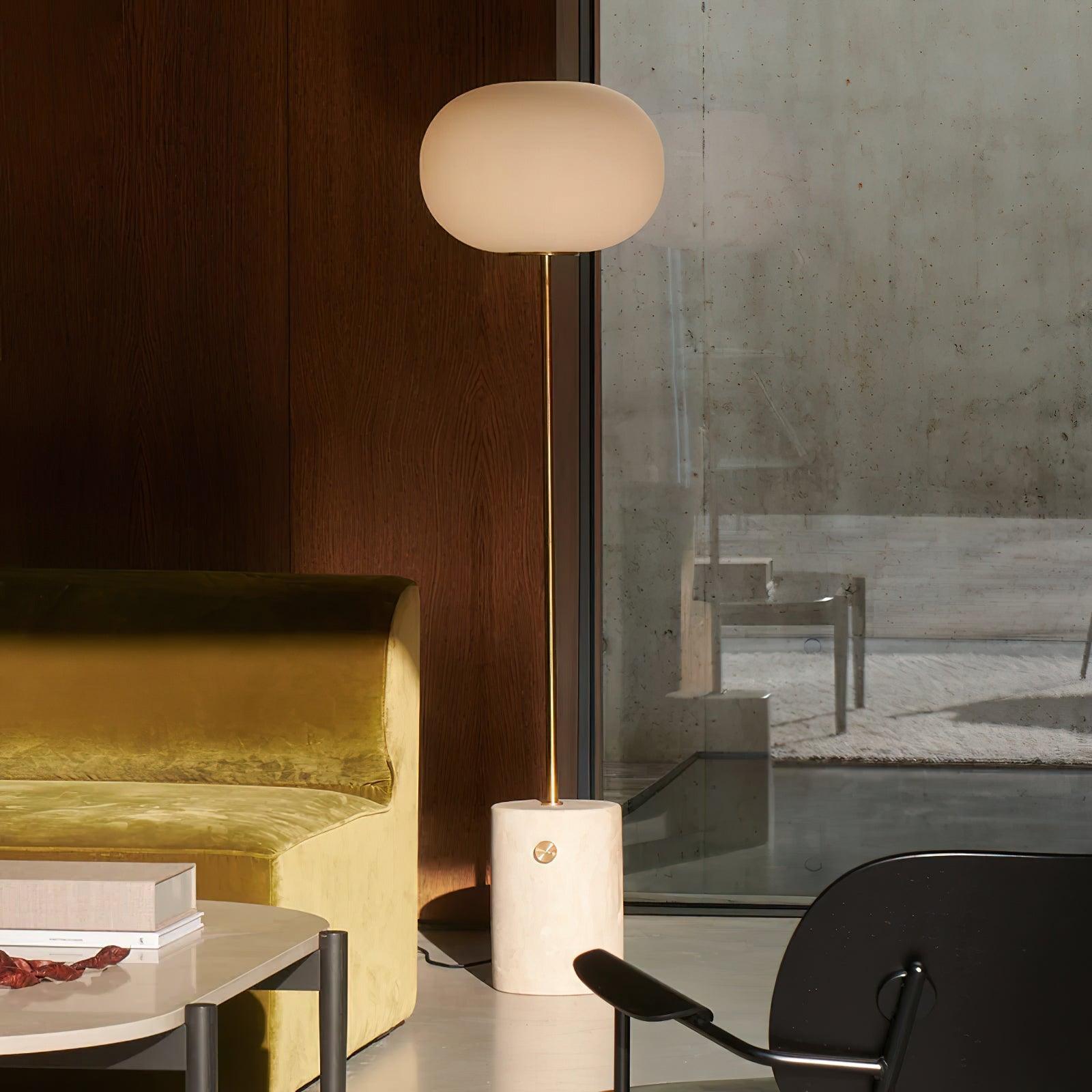 Iloryra Column-Base Travertine Floor Lamp - Letslighting
