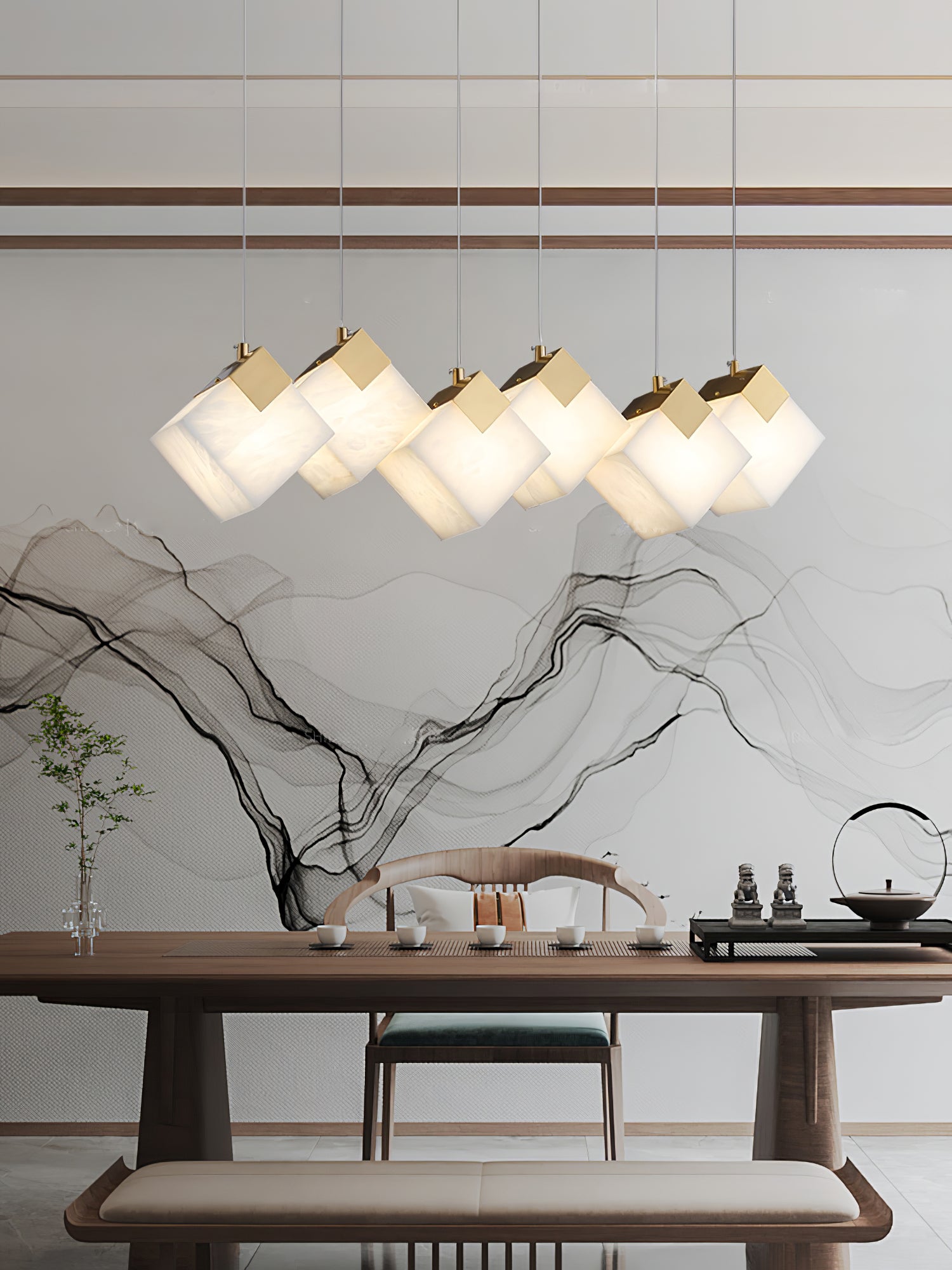 Vevariel Linear Alabaster Pendant Light