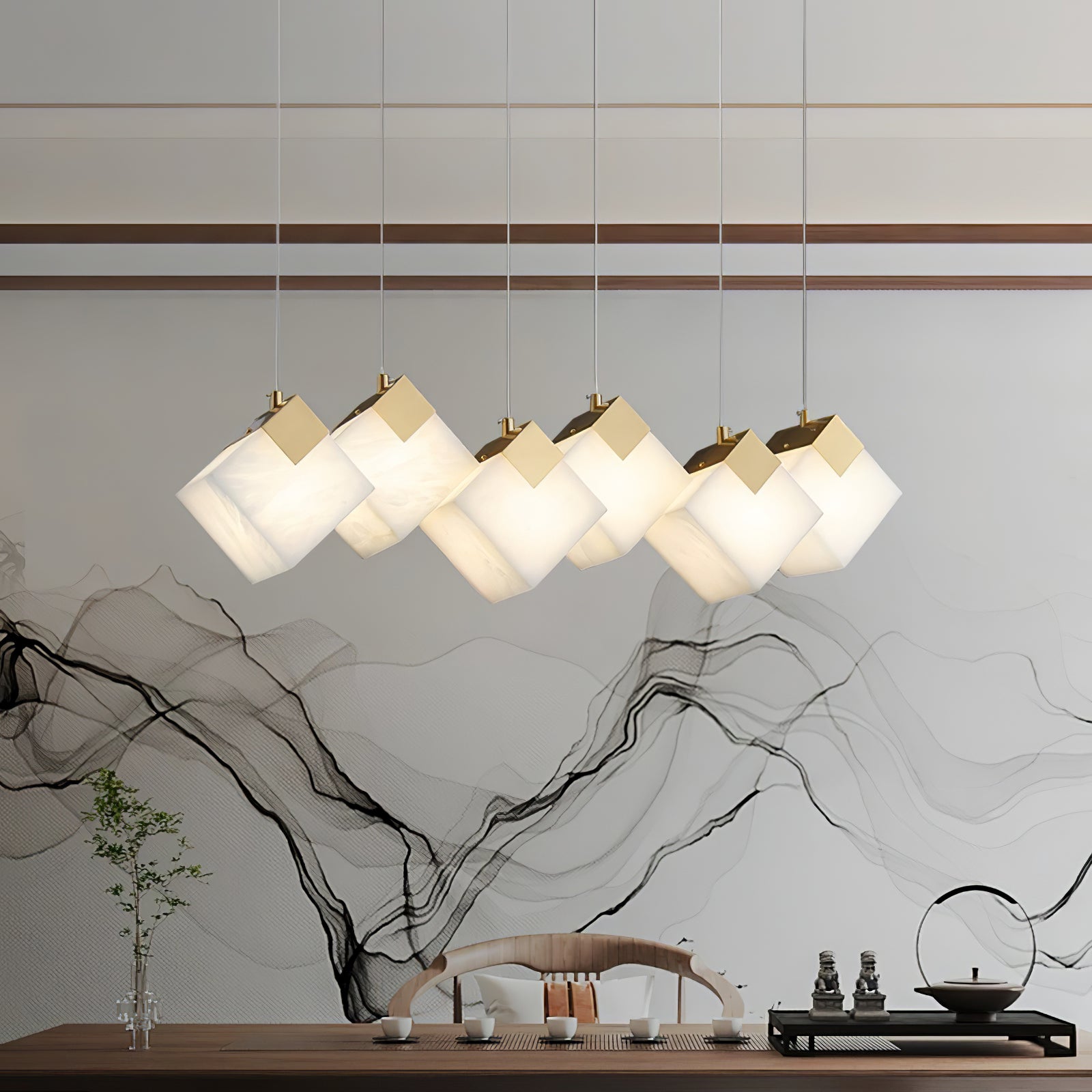 Vevariel Linear Alabaster Pendant Light
