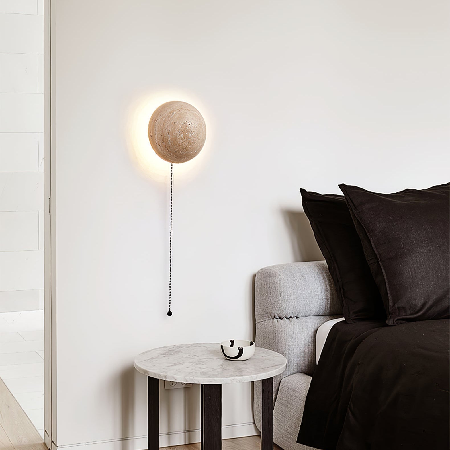 Nyvarion Minimalist Travertine Wall Light - Letslighting