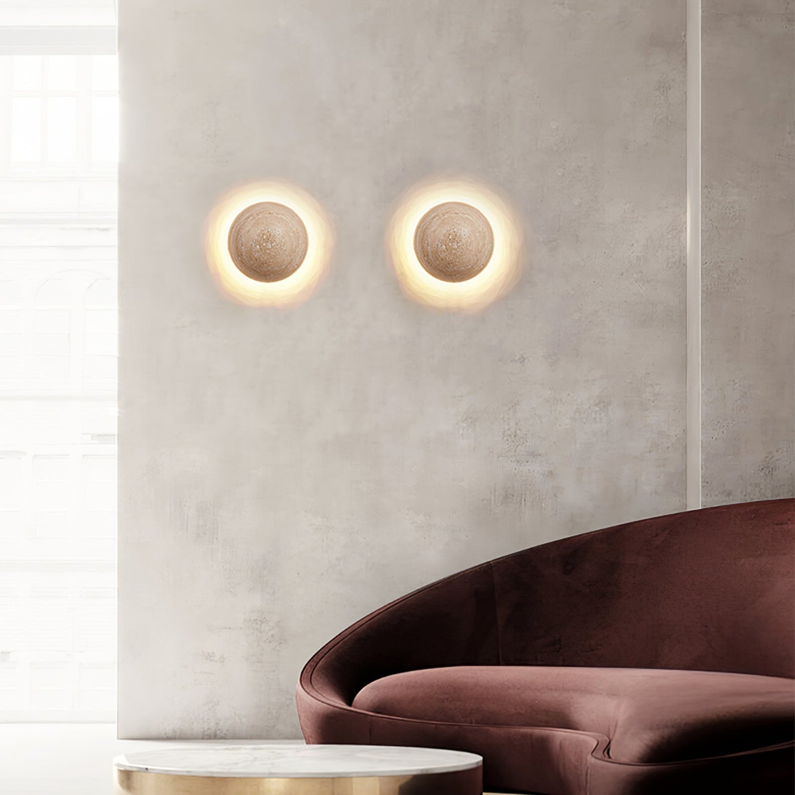 Nyvarion Minimalist Travertine Wall Light - Letslighting