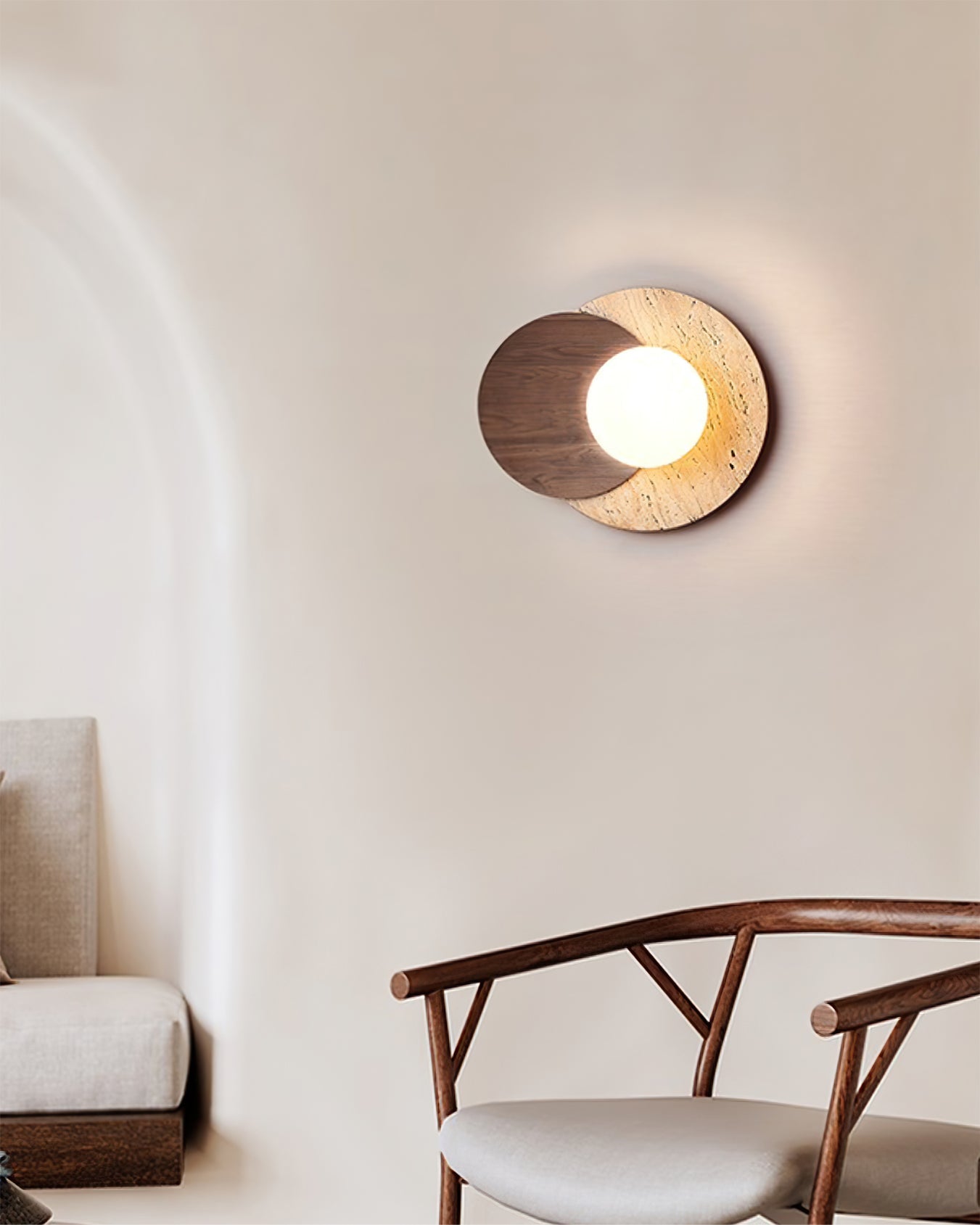 Eclipse Wall Lamp Overlapping Travertine - Letslighting