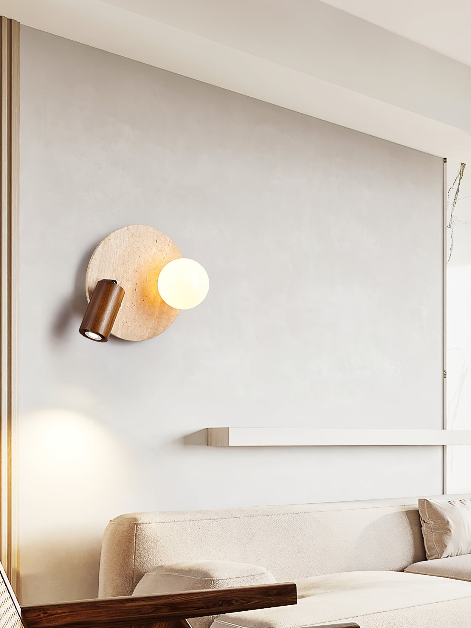 Armara Travertine Disc Wall Light