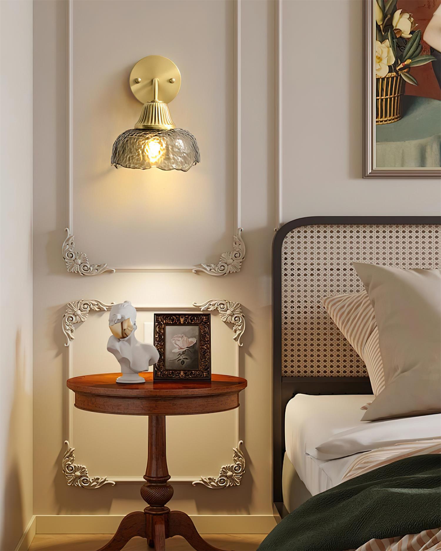 Lunara Wall Lamp with Hammered Glass Shade - Letslighting