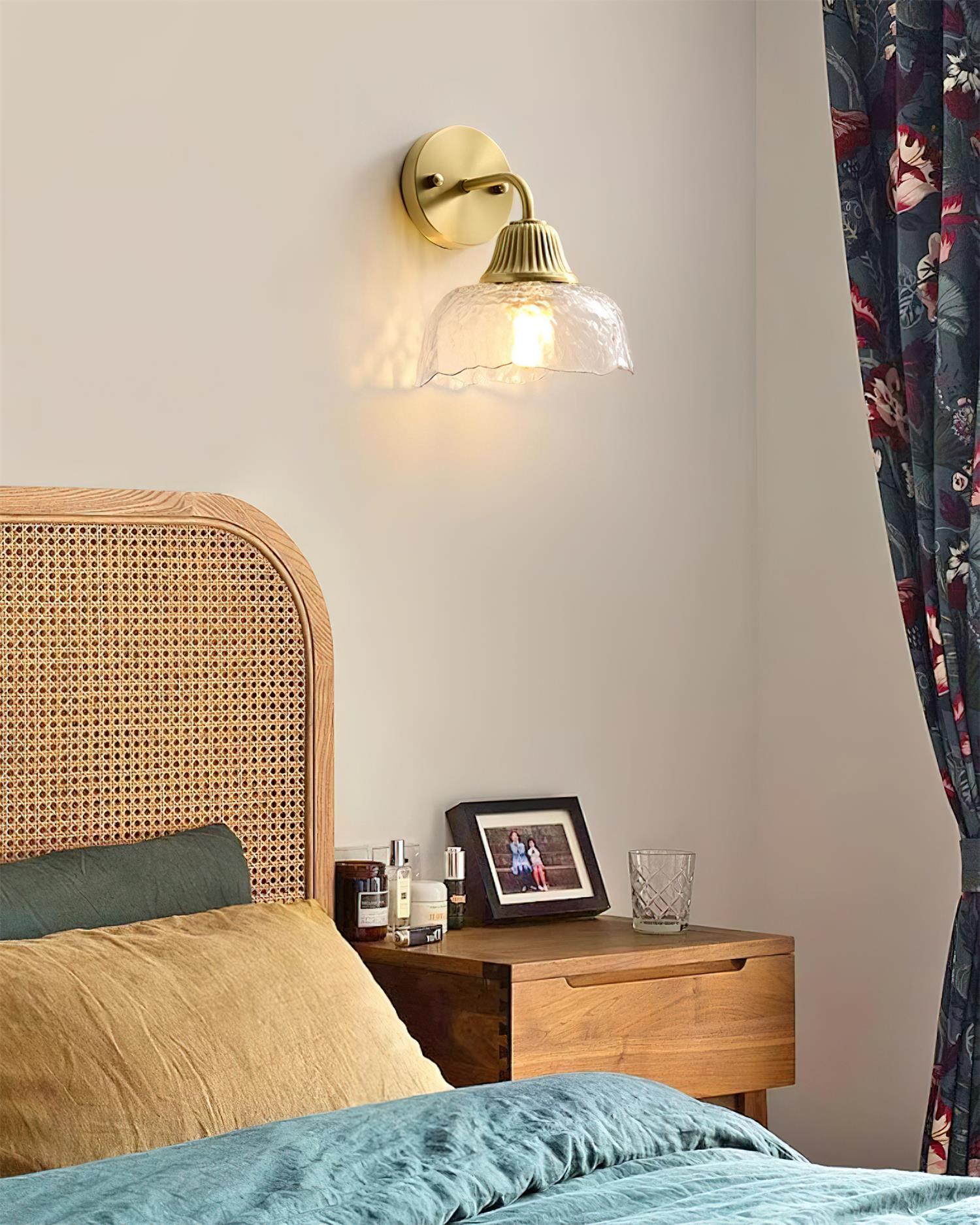 Lunara Wall Lamp with Hammered Glass Shade - Letslighting
