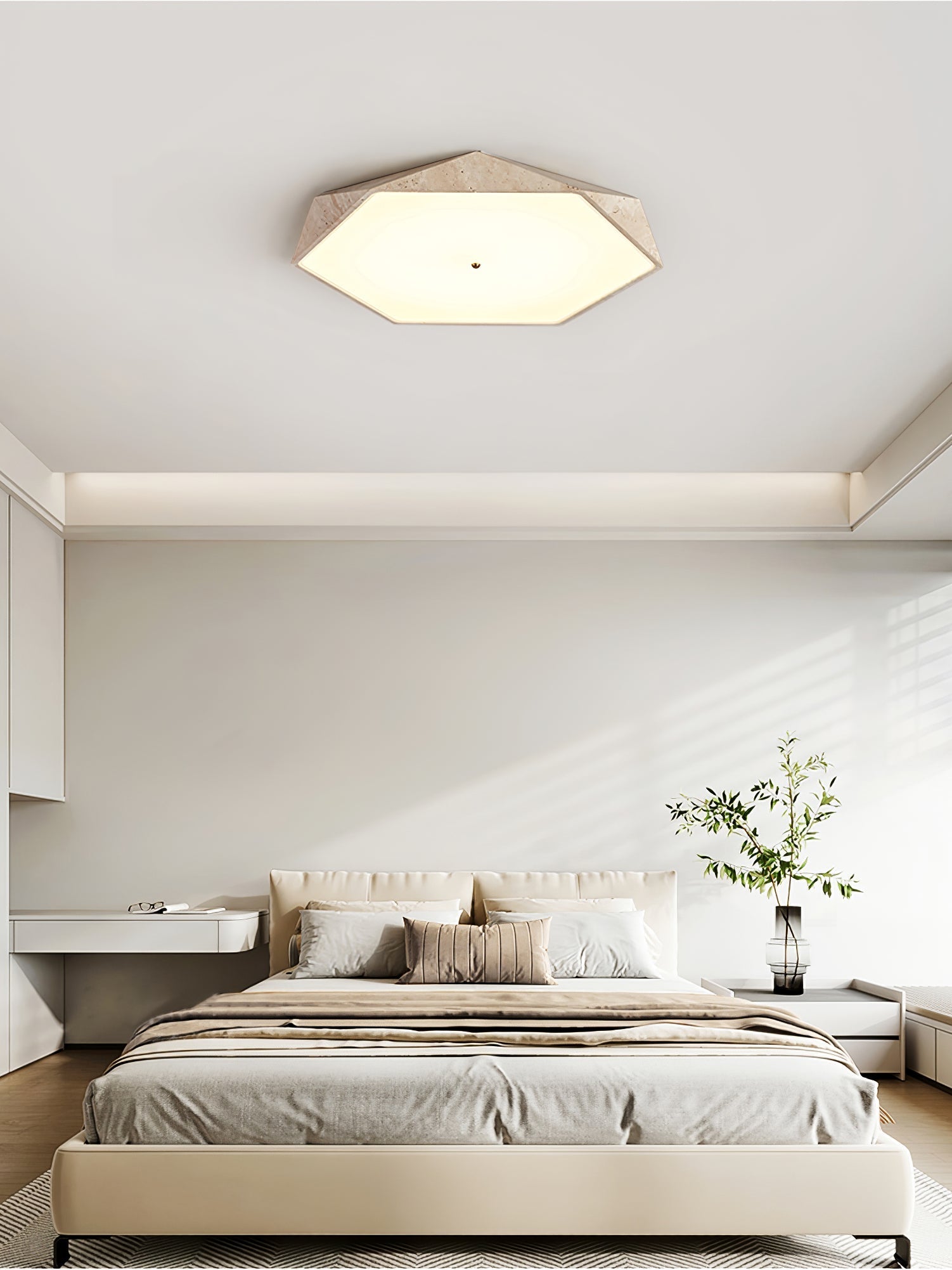 Hexagonal Travertine Ceiling Light