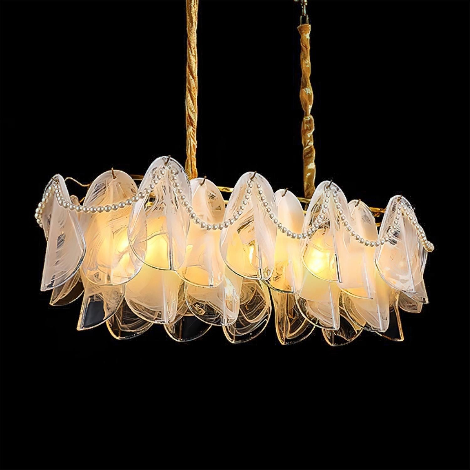 Lunaria Glass Petal Chandelier with Pearl - Letslighting