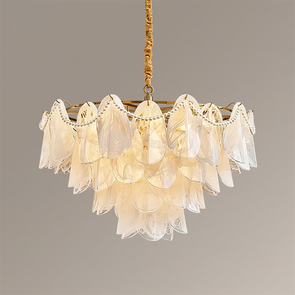 Lunaria Glass Petal Chandelier with Pearl - Letslighting
