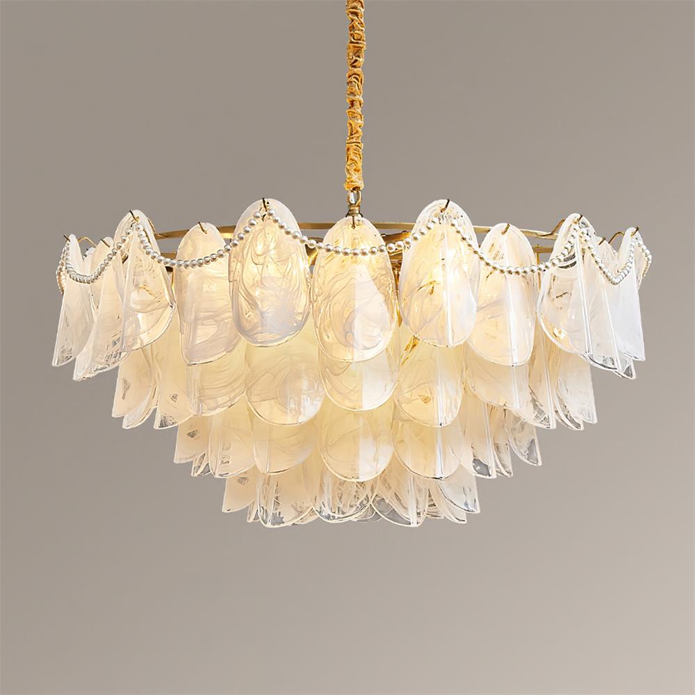 Lunaria Glass Petal Chandelier with Pearl - Letslighting