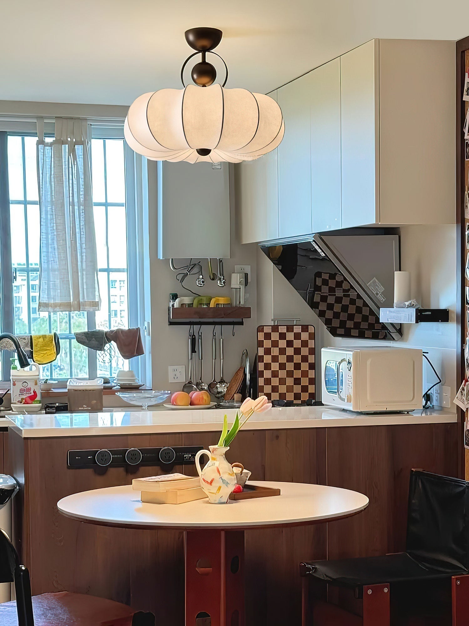 Yunshui Petal Fabric Bronze Pendant Light - Letslighting