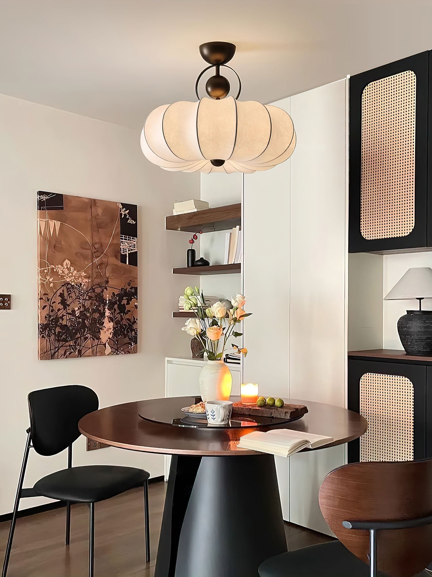 Yunshui Petal Fabric Bronze Pendant Light - Letslighting