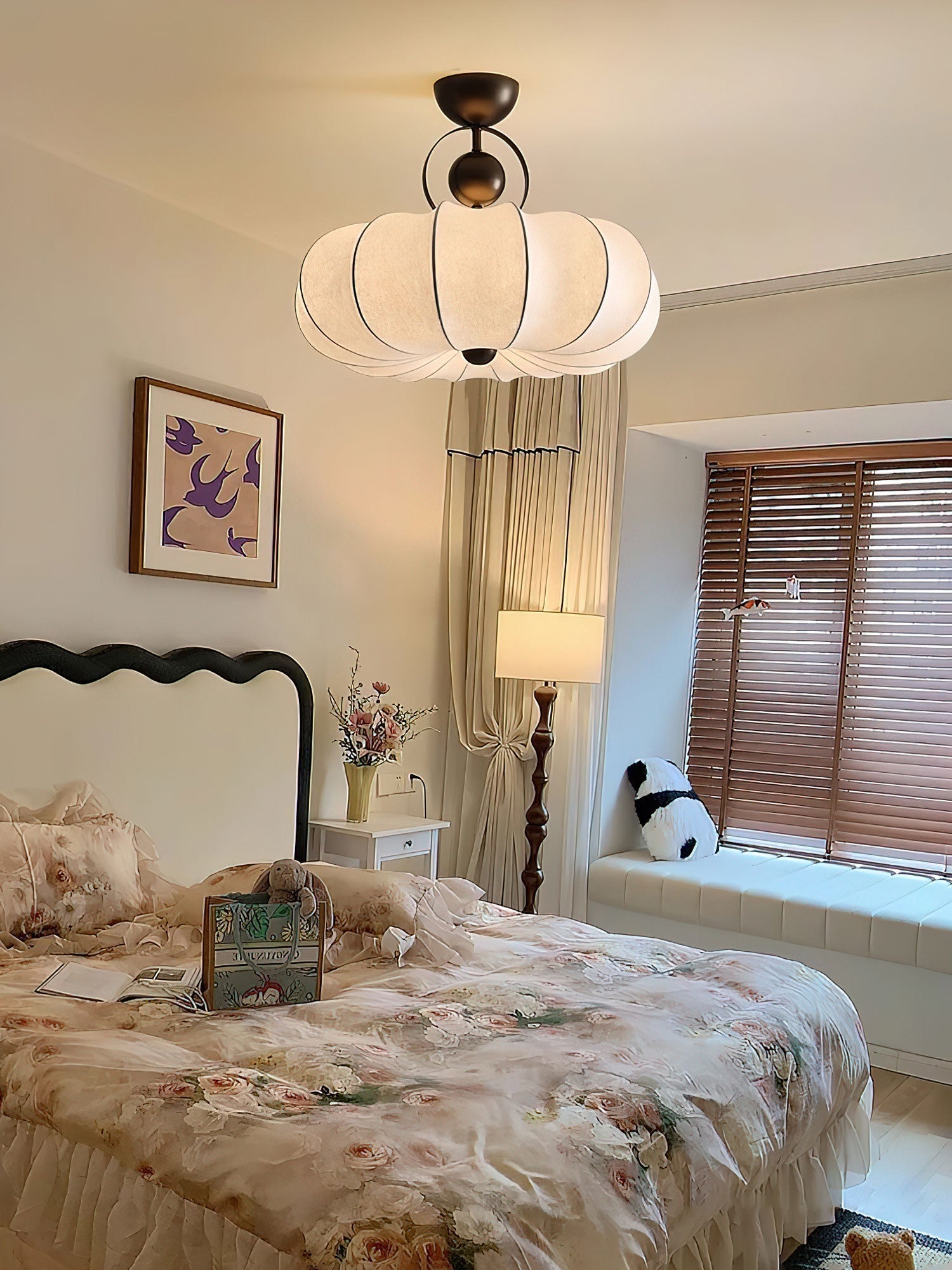 Yunshui Petal Fabric Bronze Pendant Light - Letslighting