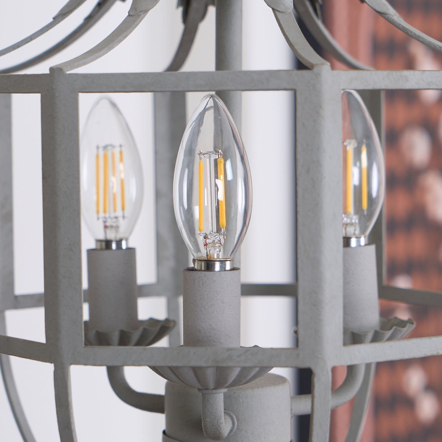 Lustra Chandelier Retro Cage Grey Candle - Letslighting