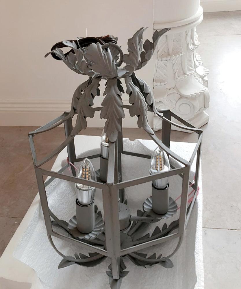Lustra Chandelier Retro Cage Grey Candle - Letslighting