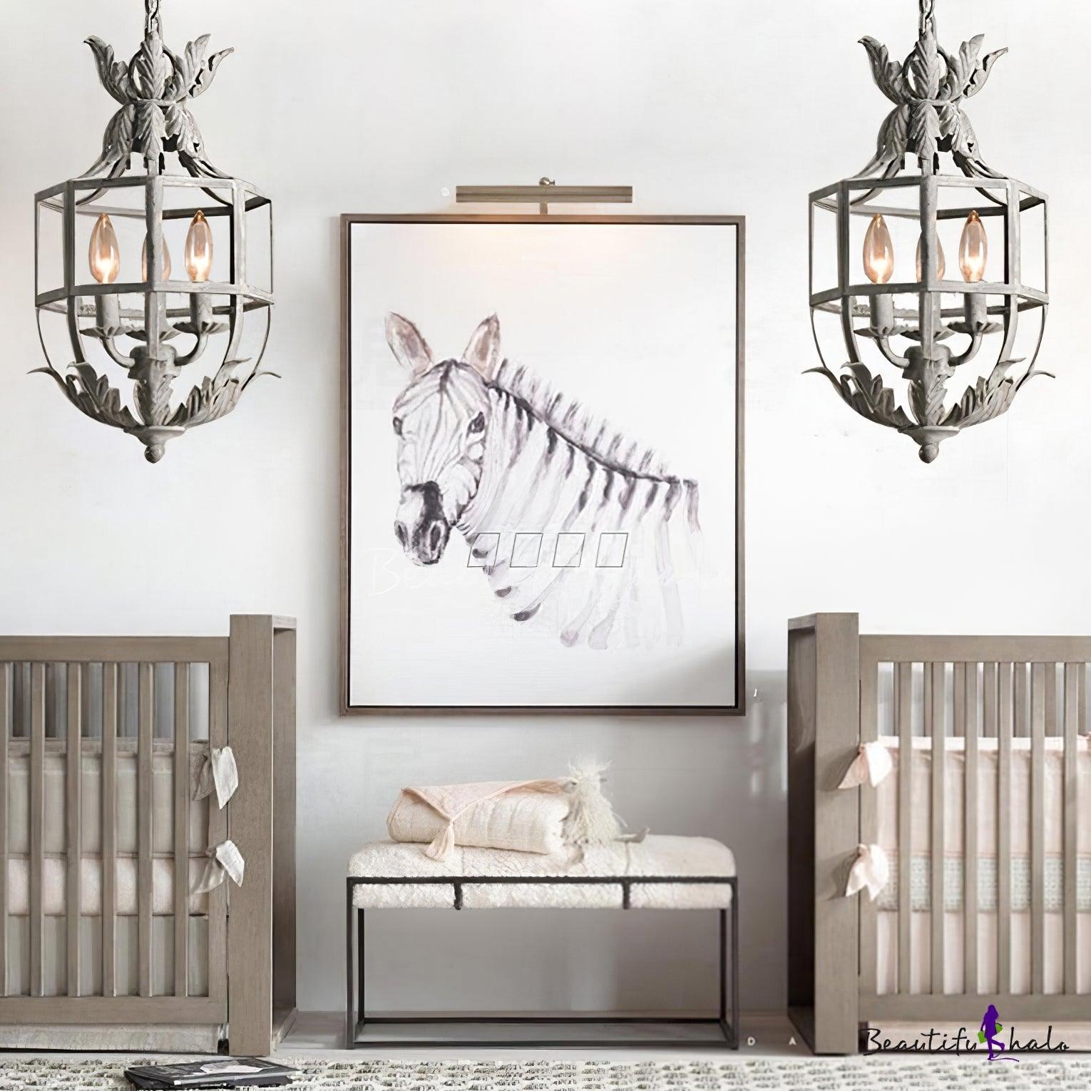 Lustra Chandelier Retro Cage Grey Candle - Letslighting