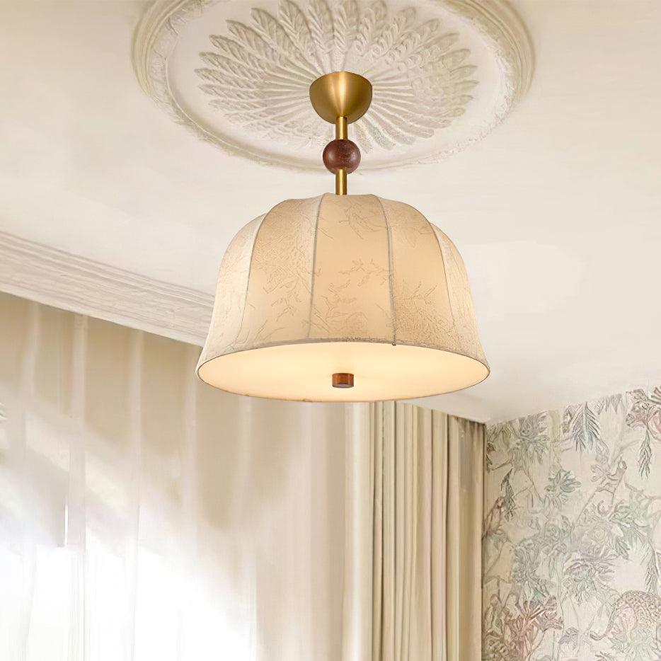 Ceiling Light in Fabric, and Wood for Warm Interiors Elegant - Letslighting