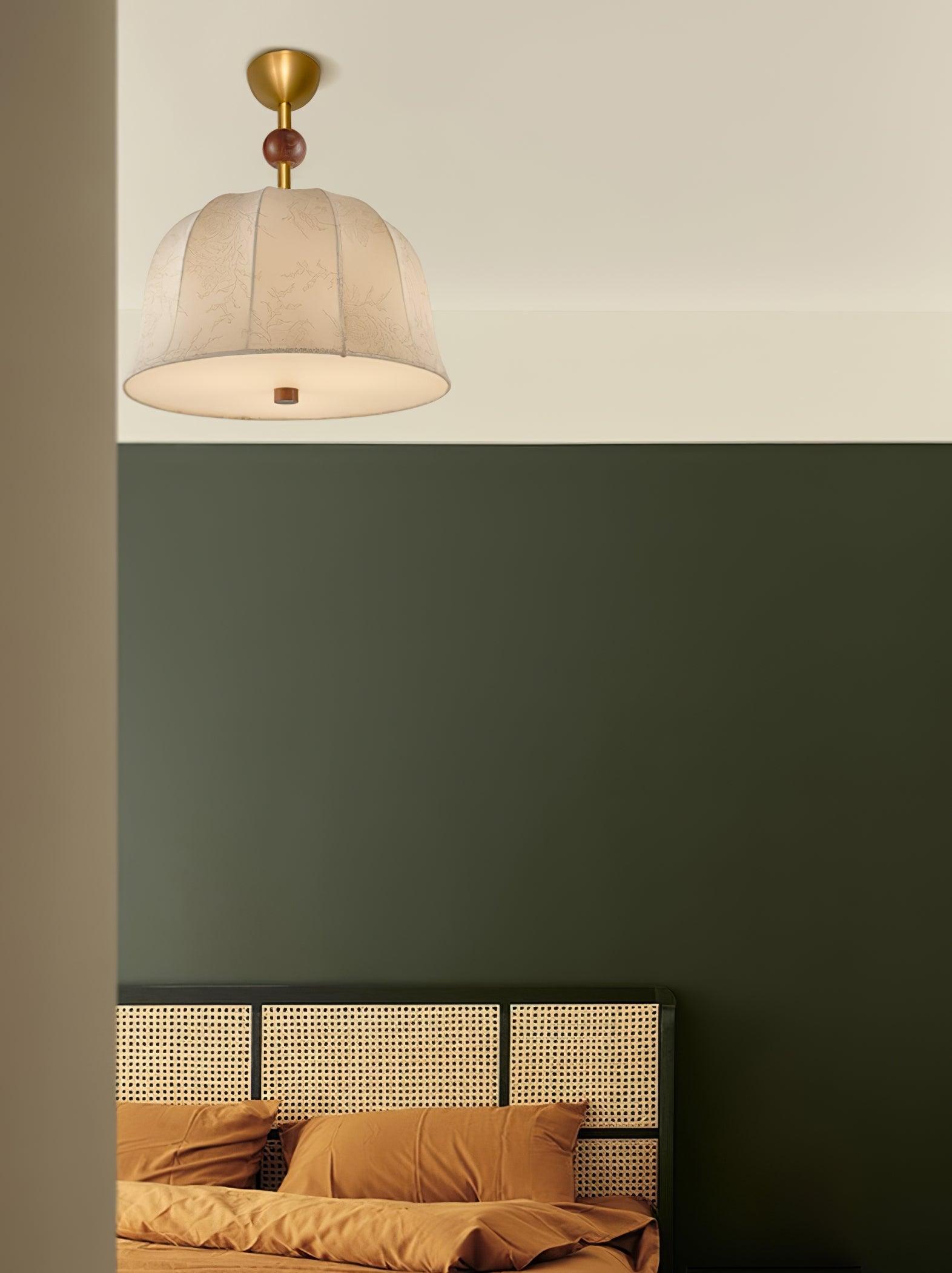 Ceiling Light in Fabric, and Wood for Warm Interiors Elegant - Letslighting