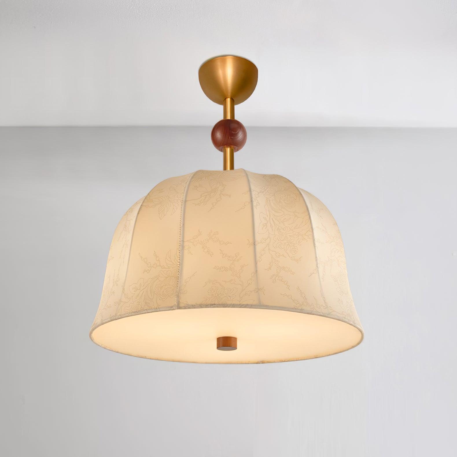 Ceiling Light in Fabric, and Wood for Warm Interiors Elegant - Letslighting
