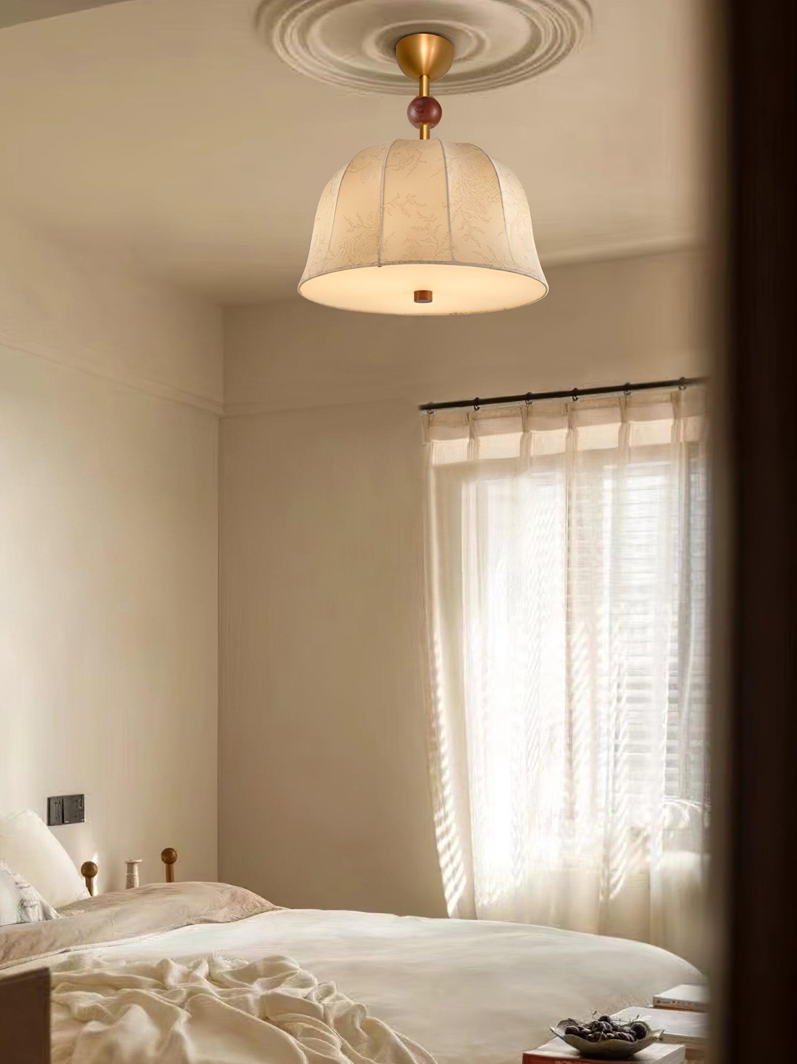 Ceiling Light in Fabric, and Wood for Warm Interiors Elegant - Letslighting