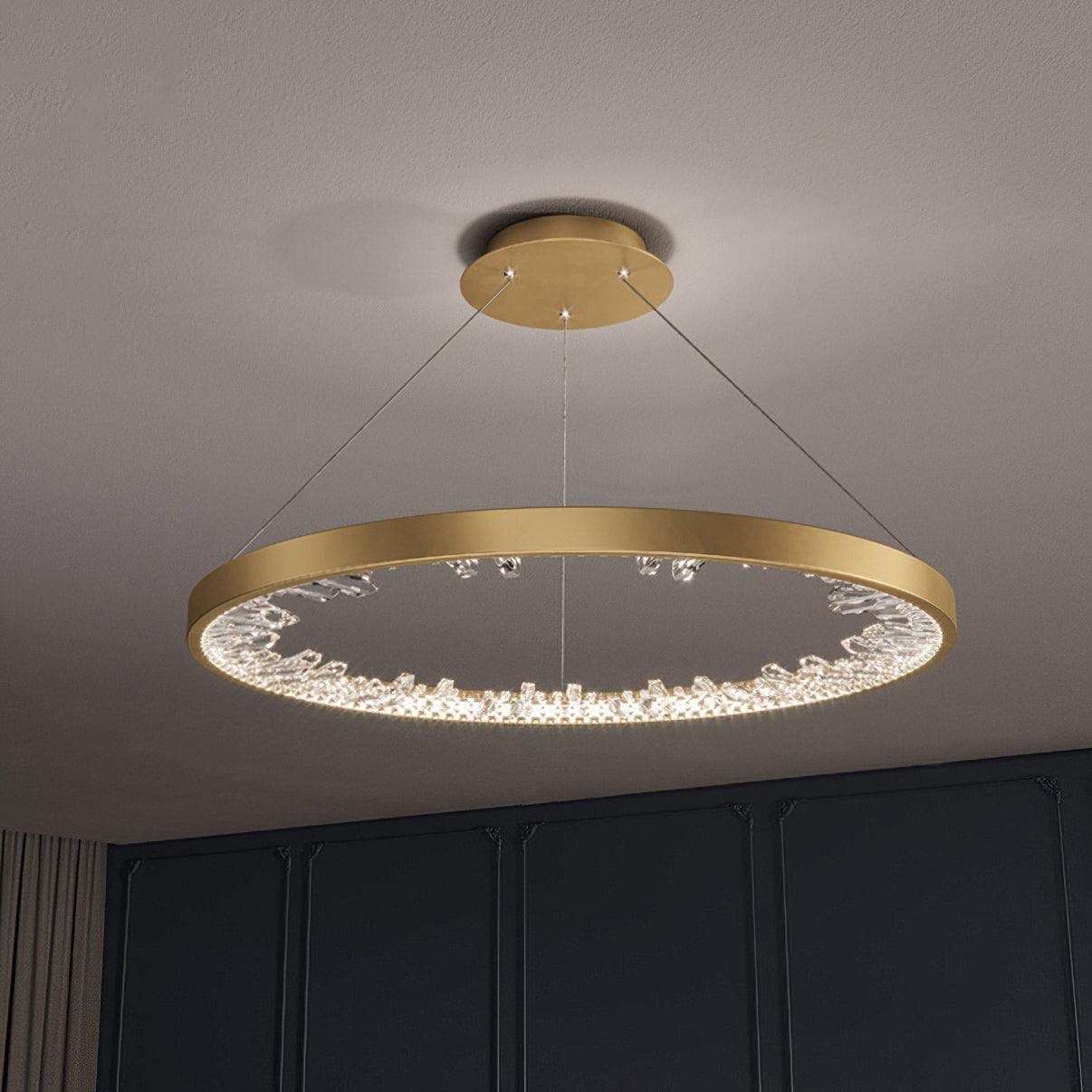 Lustra Chandelier Circle Crystal Gold Ring Elegant - Letslighting