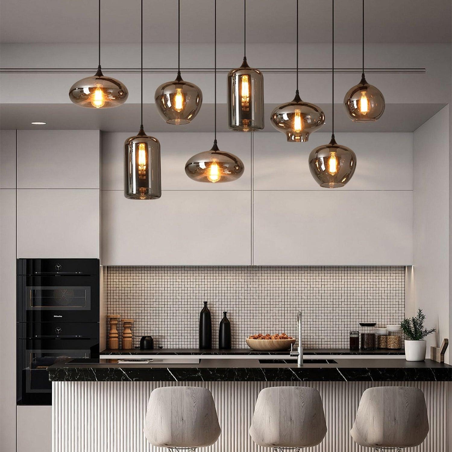 Valentina Minimalist Bottle Glass Pendant Light Smoke Gray - Letslighting