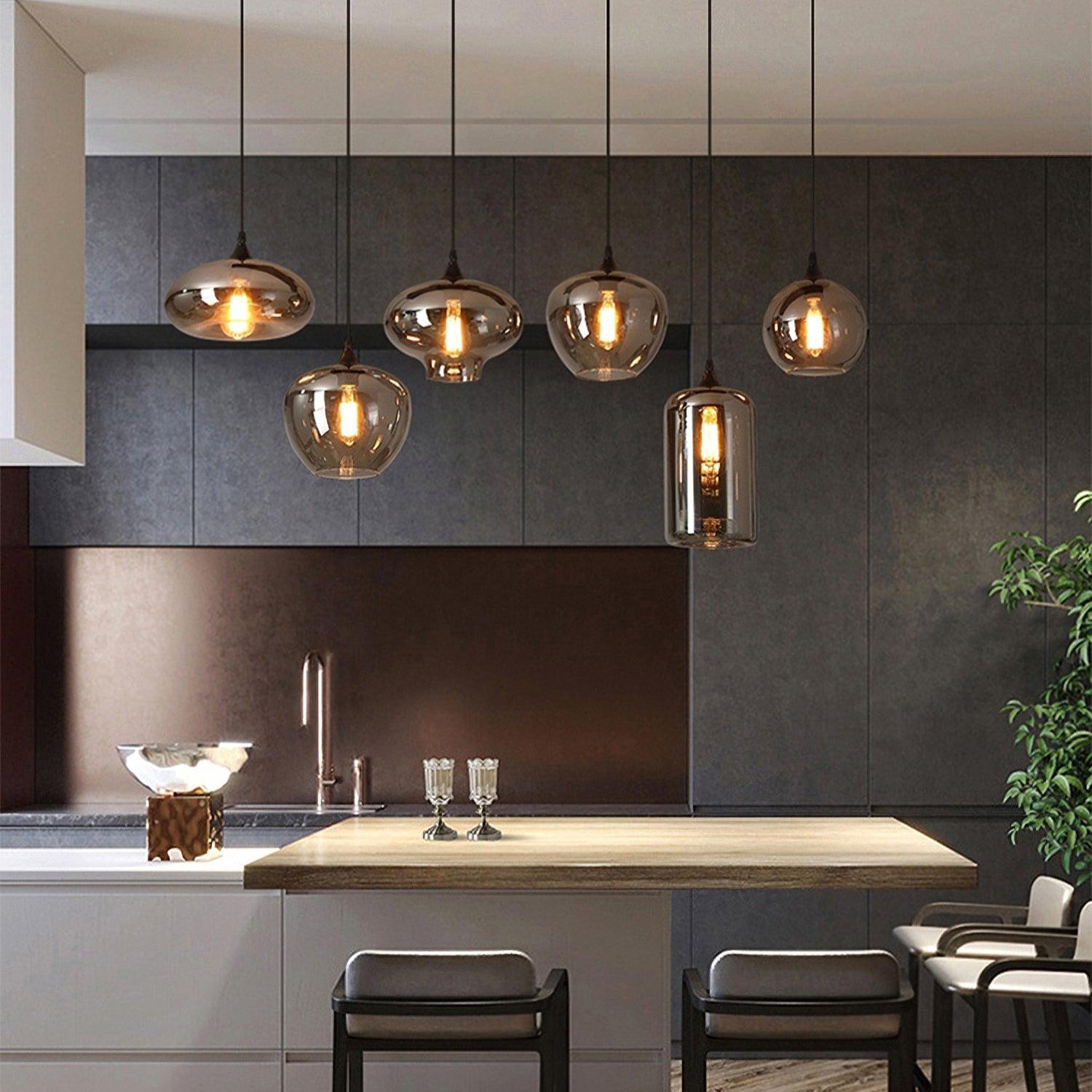 Valentina Minimalist Bottle Glass Pendant Light Smoke Gray - Letslighting