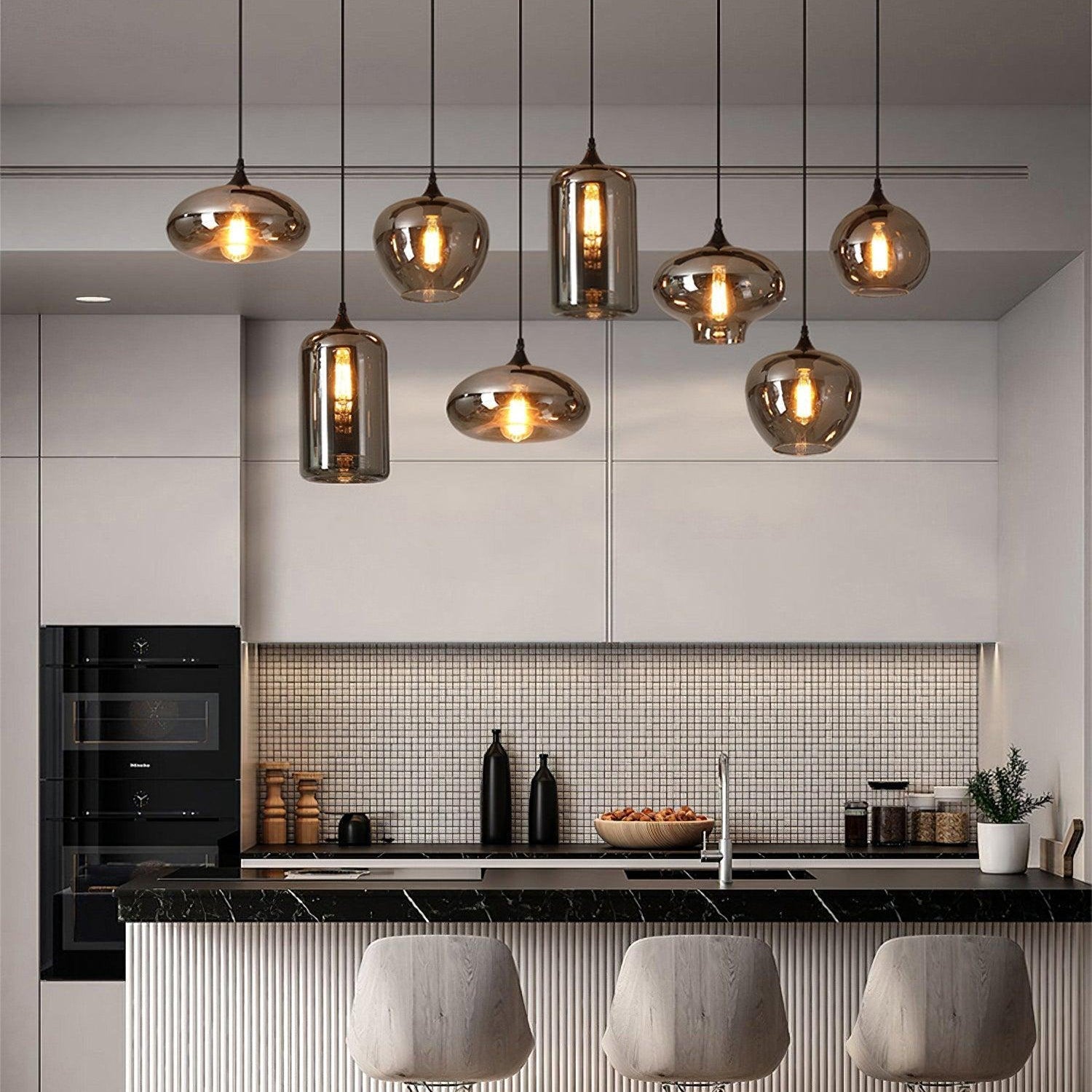 Valentina Minimalist Bottle Glass Pendant Light Smoke Gray - Letslighting