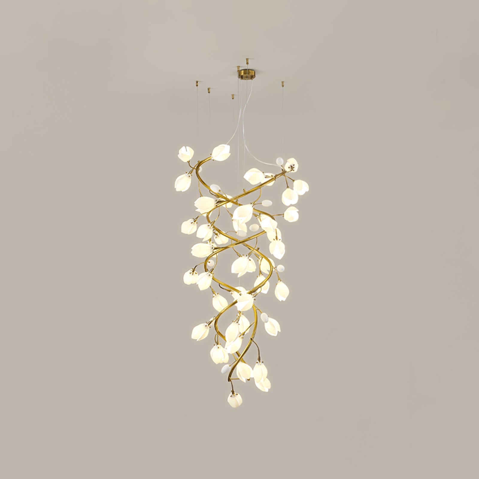 Evene Spiral Ceramic Brass Chandelier - Letslighting