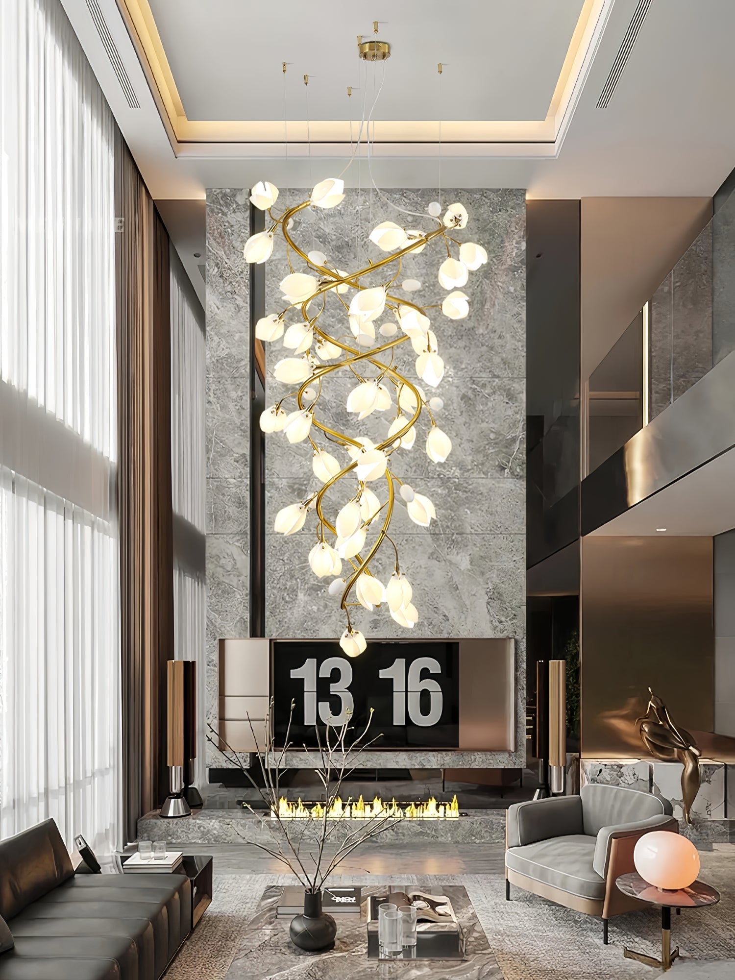 Evene Spiral Ceramic Brass Chandelier - Letslighting