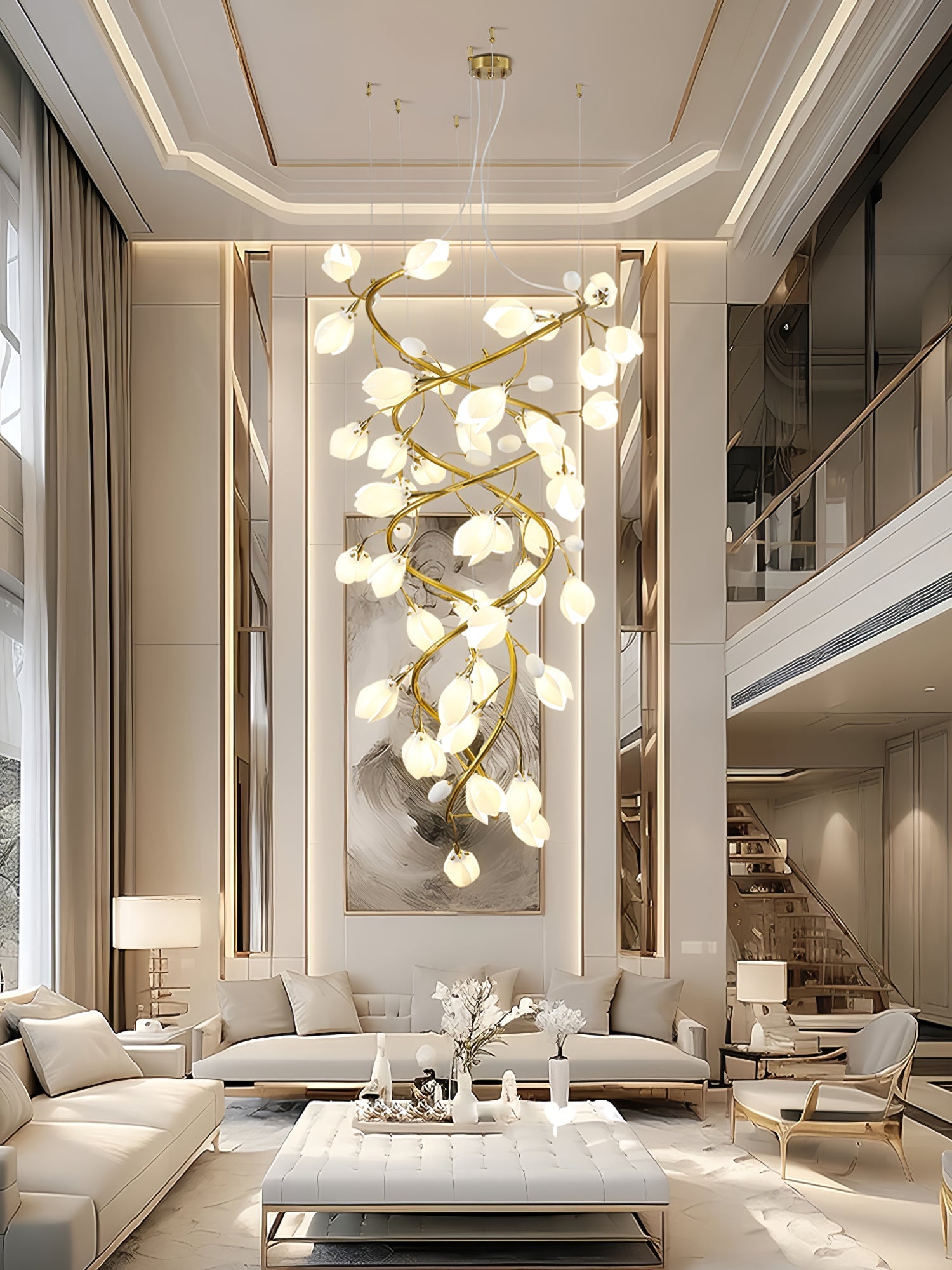 Evene Spiral Ceramic Brass Chandelier - Letslighting