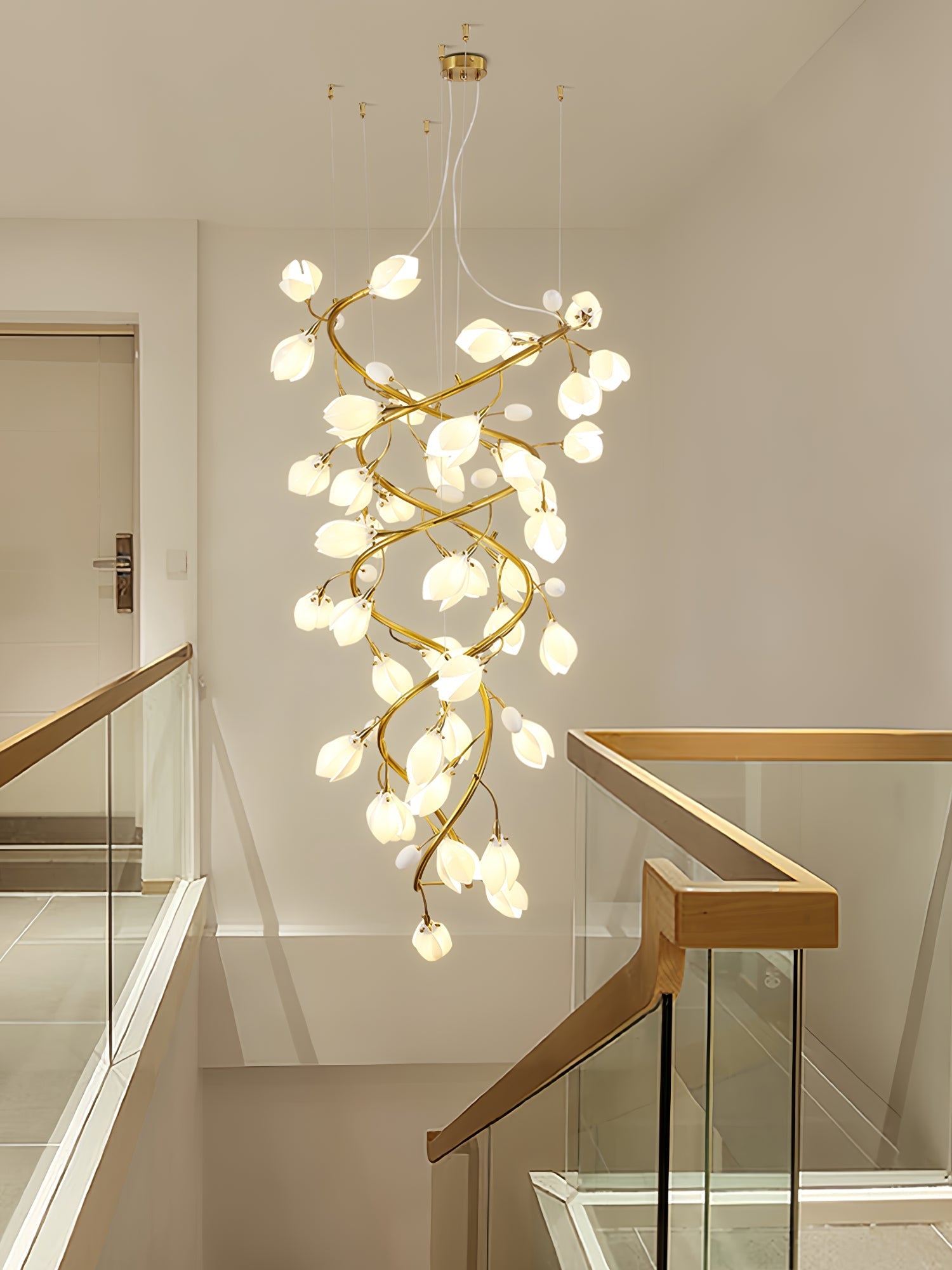 Evene Spiral Ceramic Brass Chandelier - Letslighting