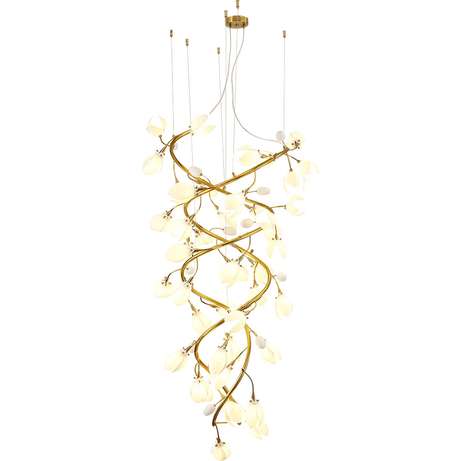 Evene Spiral Ceramic Brass Chandelier - Letslighting