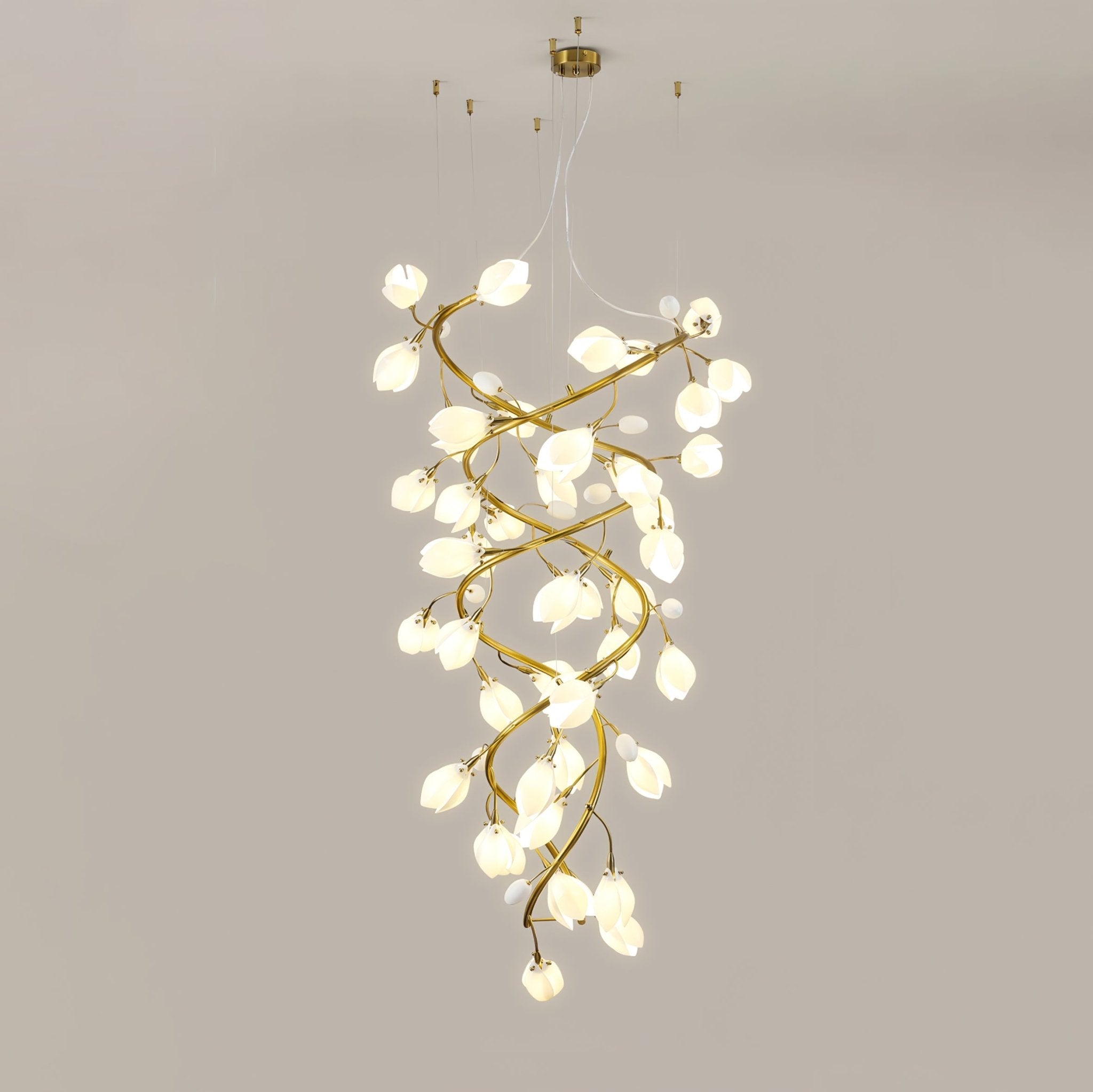 Evene Spiral Ceramic Brass Chandelier - Letslighting