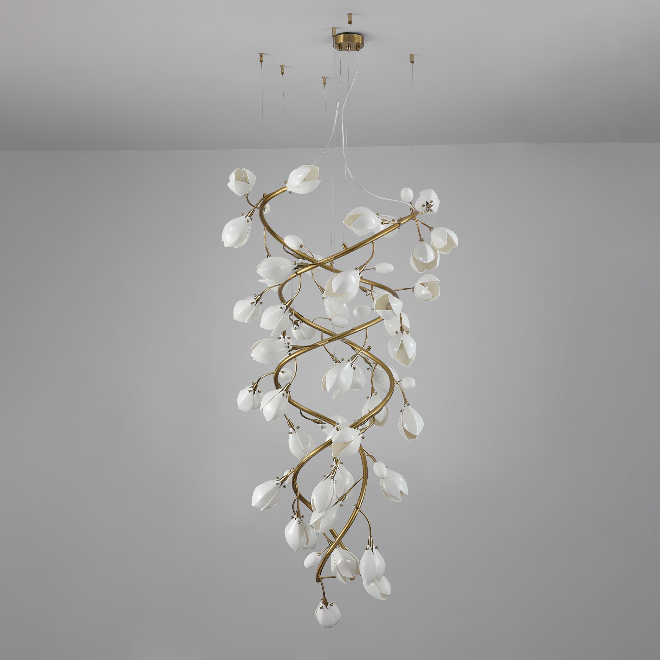 Evene Spiral Ceramic Brass Chandelier - Letslighting
