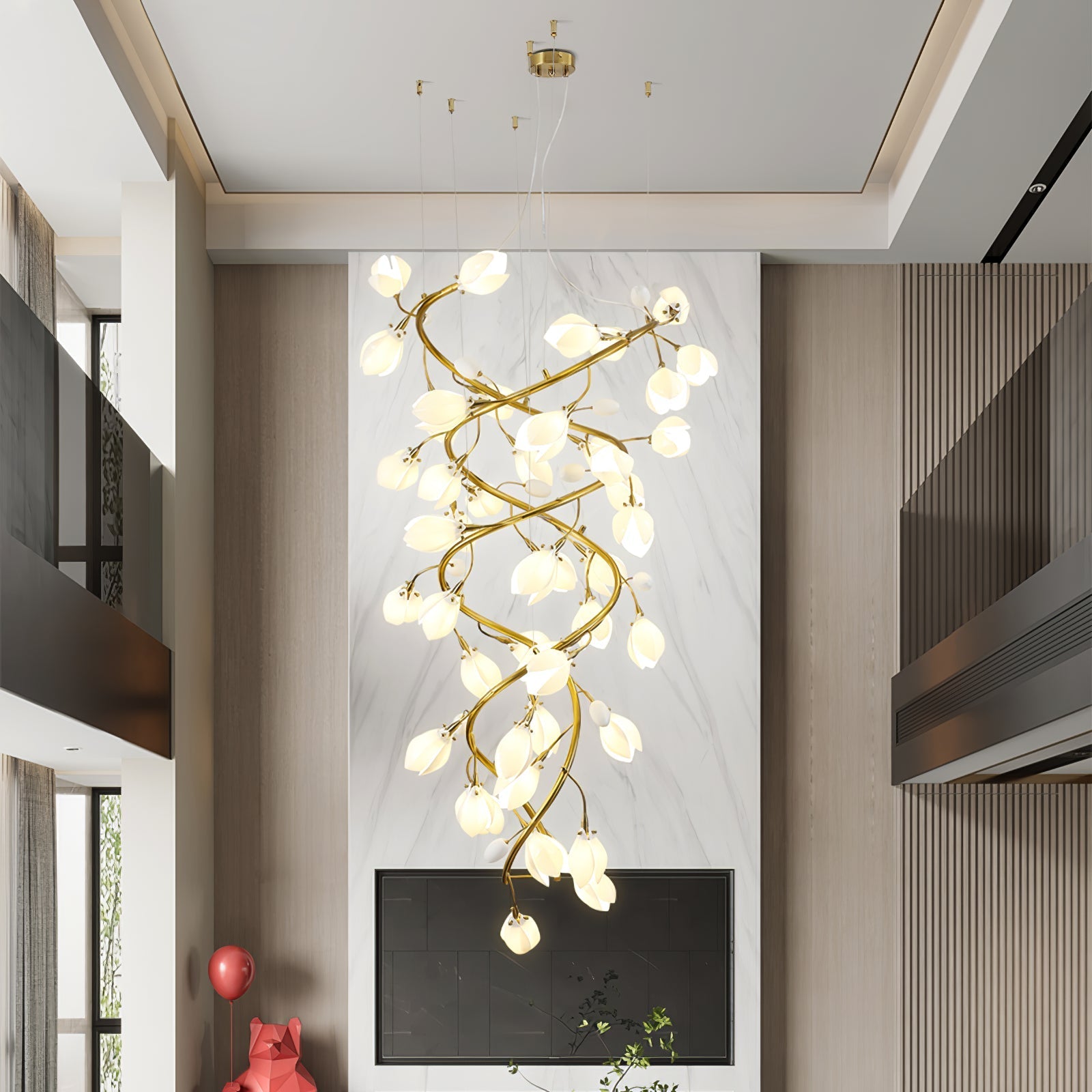 Evene Spiral Ceramic Brass Chandelier - Letslighting