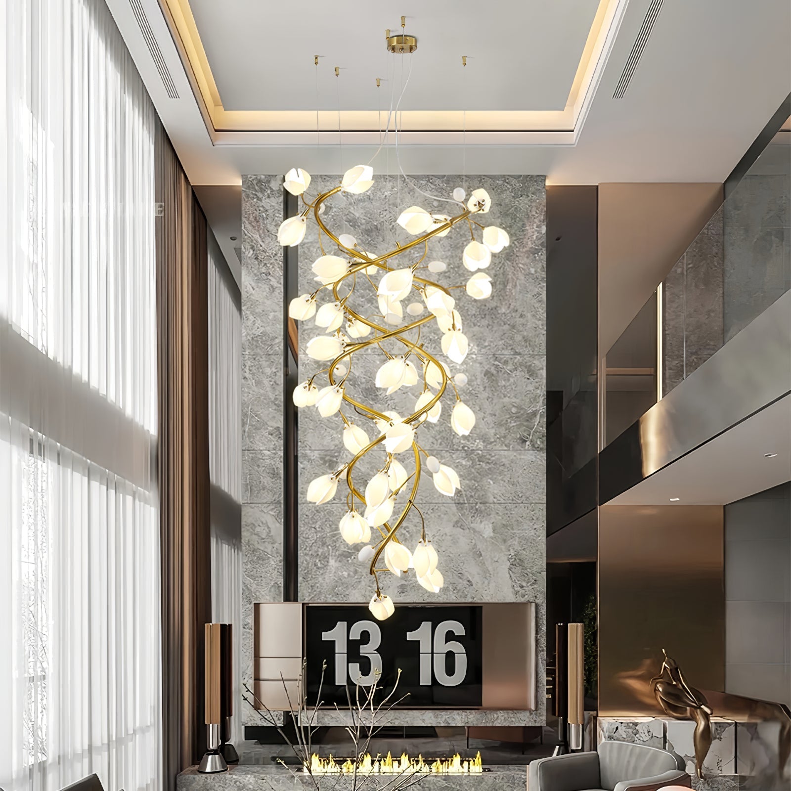 Evene Spiral Ceramic Brass Chandelier - Letslighting