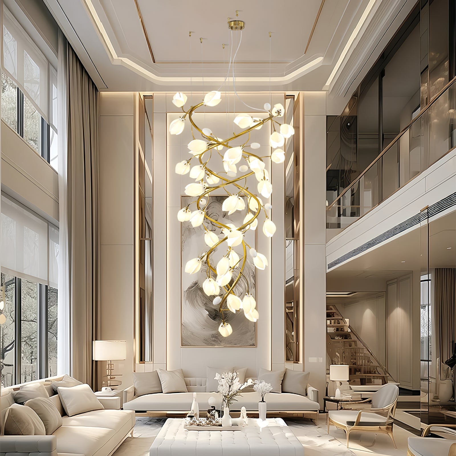 Evene Spiral Ceramic Brass Chandelier - Letslighting