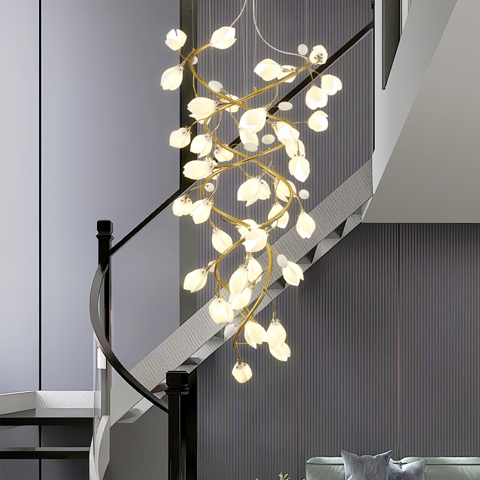 Evene Spiral Ceramic Brass Chandelier - Letslighting